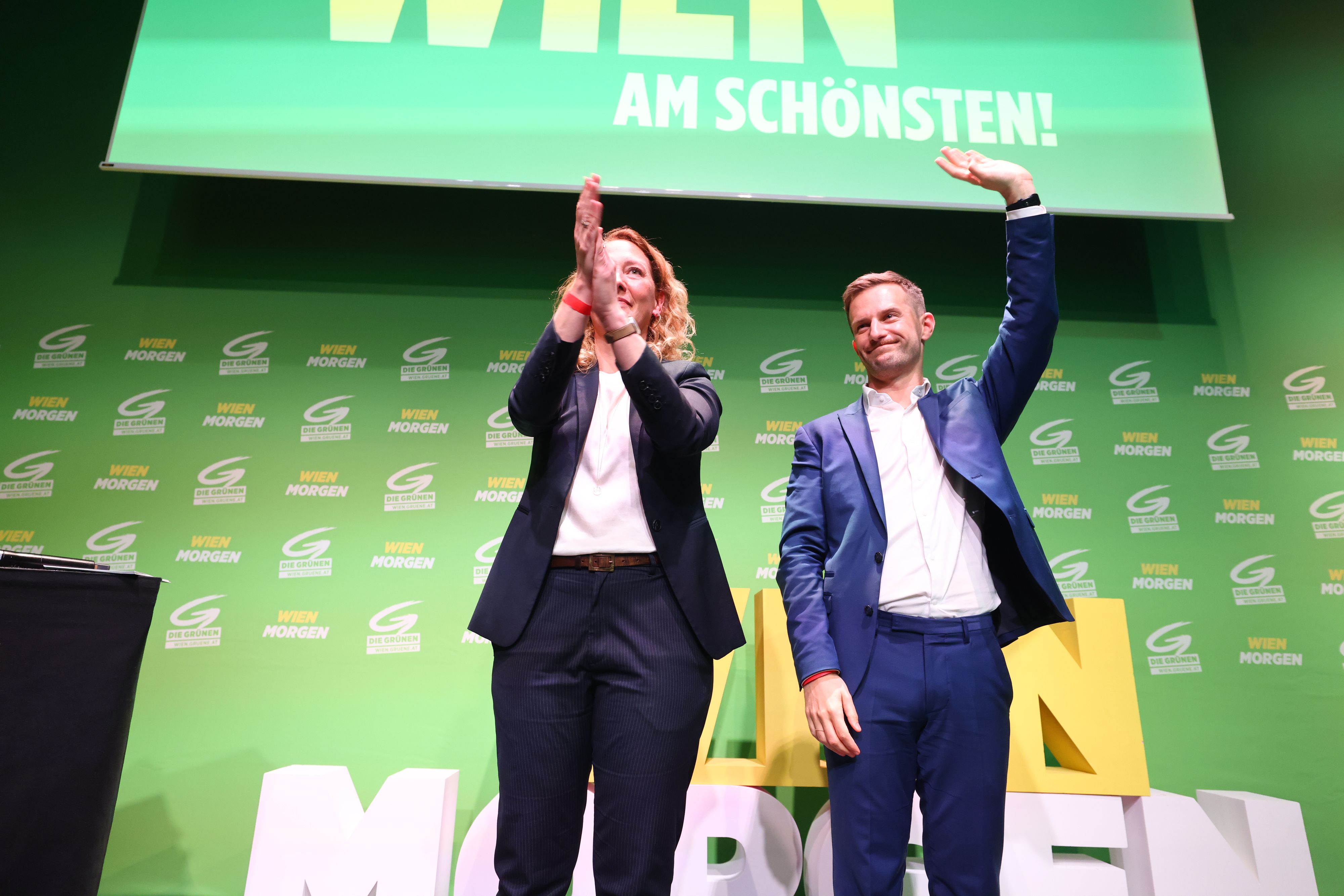 Die Grünen in Wien feiern ein starkes Wahlergebnis.