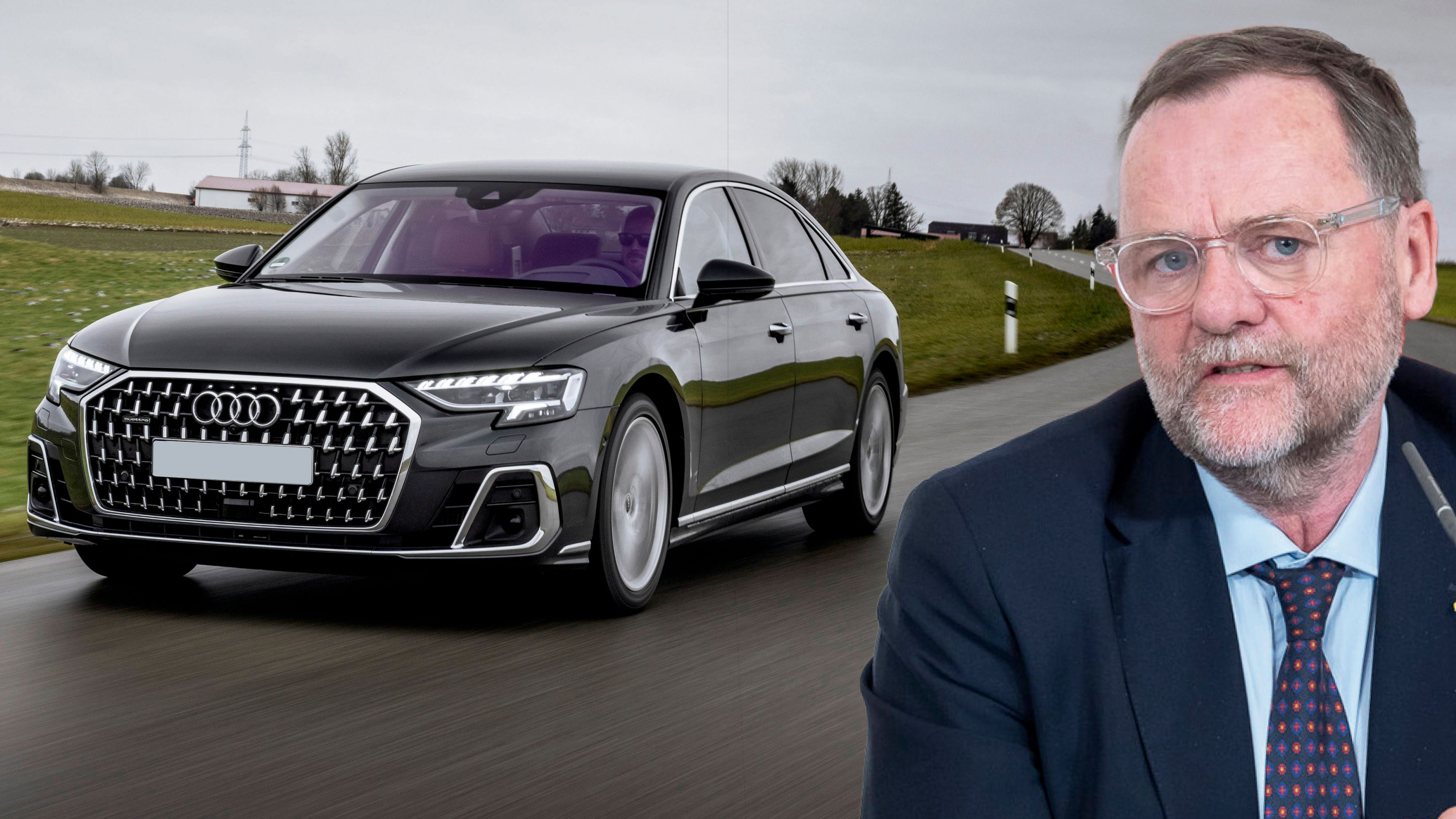 Neos-Staatssekretär Sepp Schellhorn wird in einer A8-Dienstlimousine durch Österreich kutschiert.