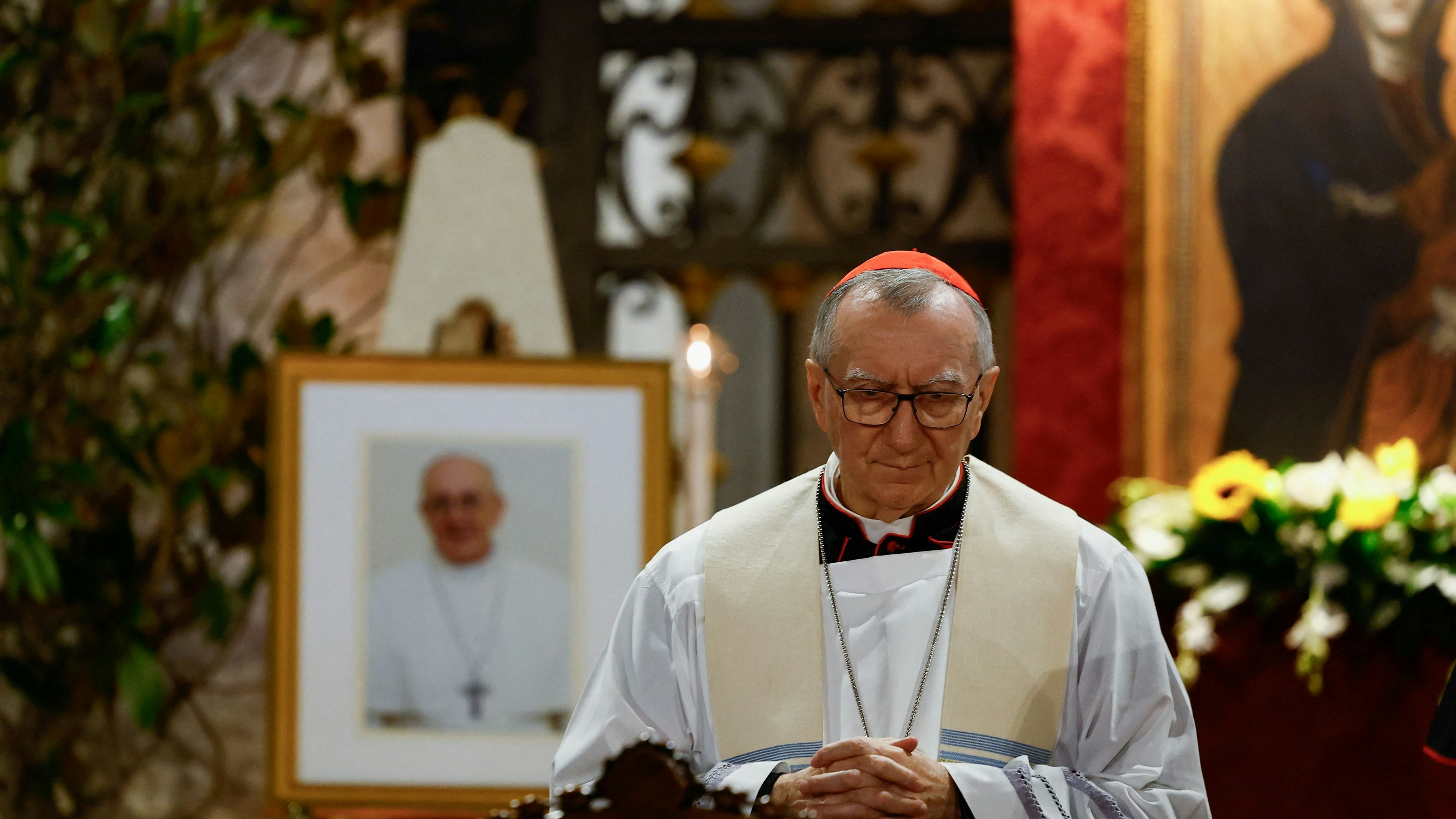 Kardinal Pietro Parolin nach dem Begräbnis von Papst Franziskus.