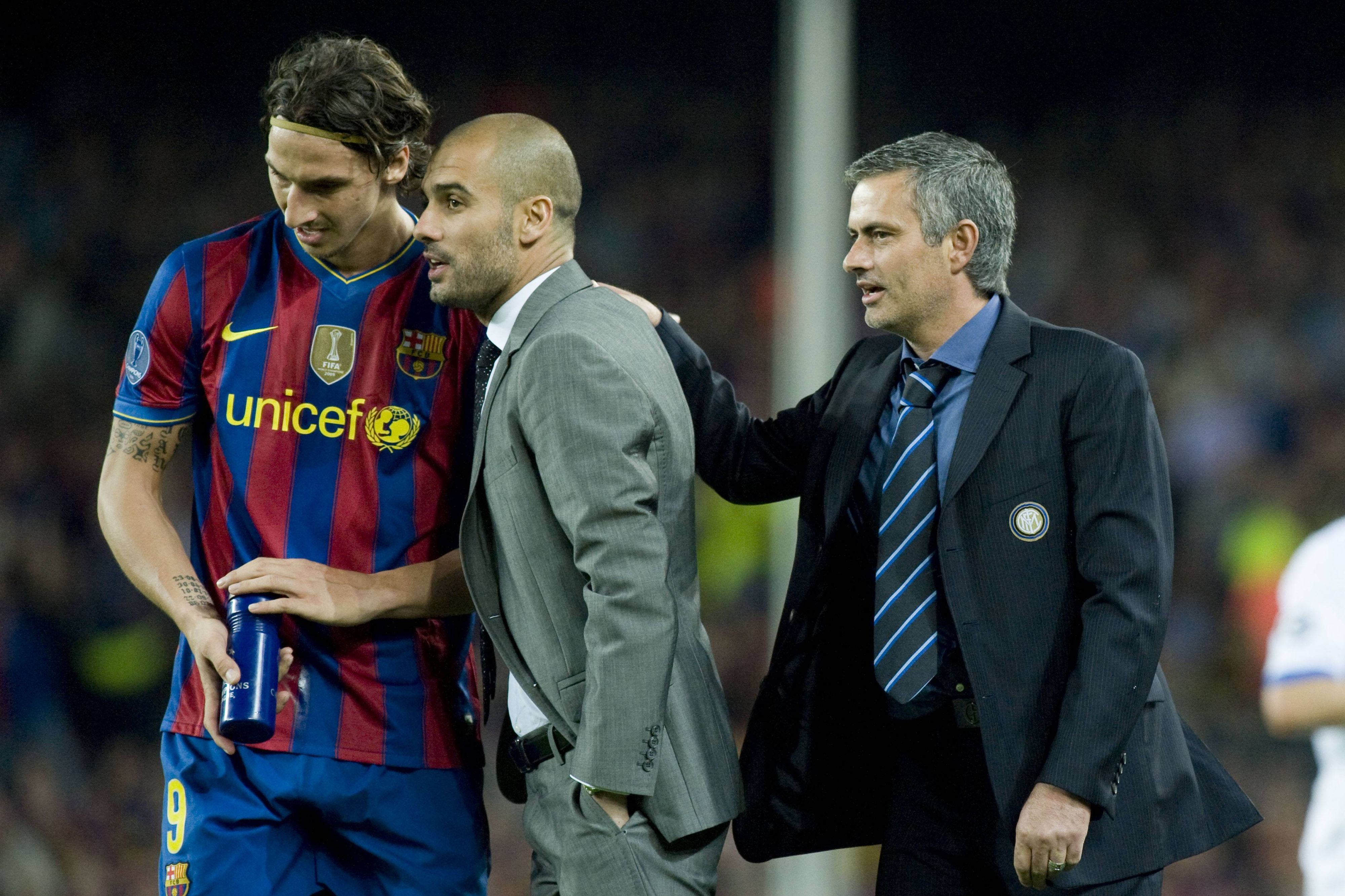 Jose Mourinho im Gespräch mit Pep Guardiola und Zlatan Ibrahimovic.