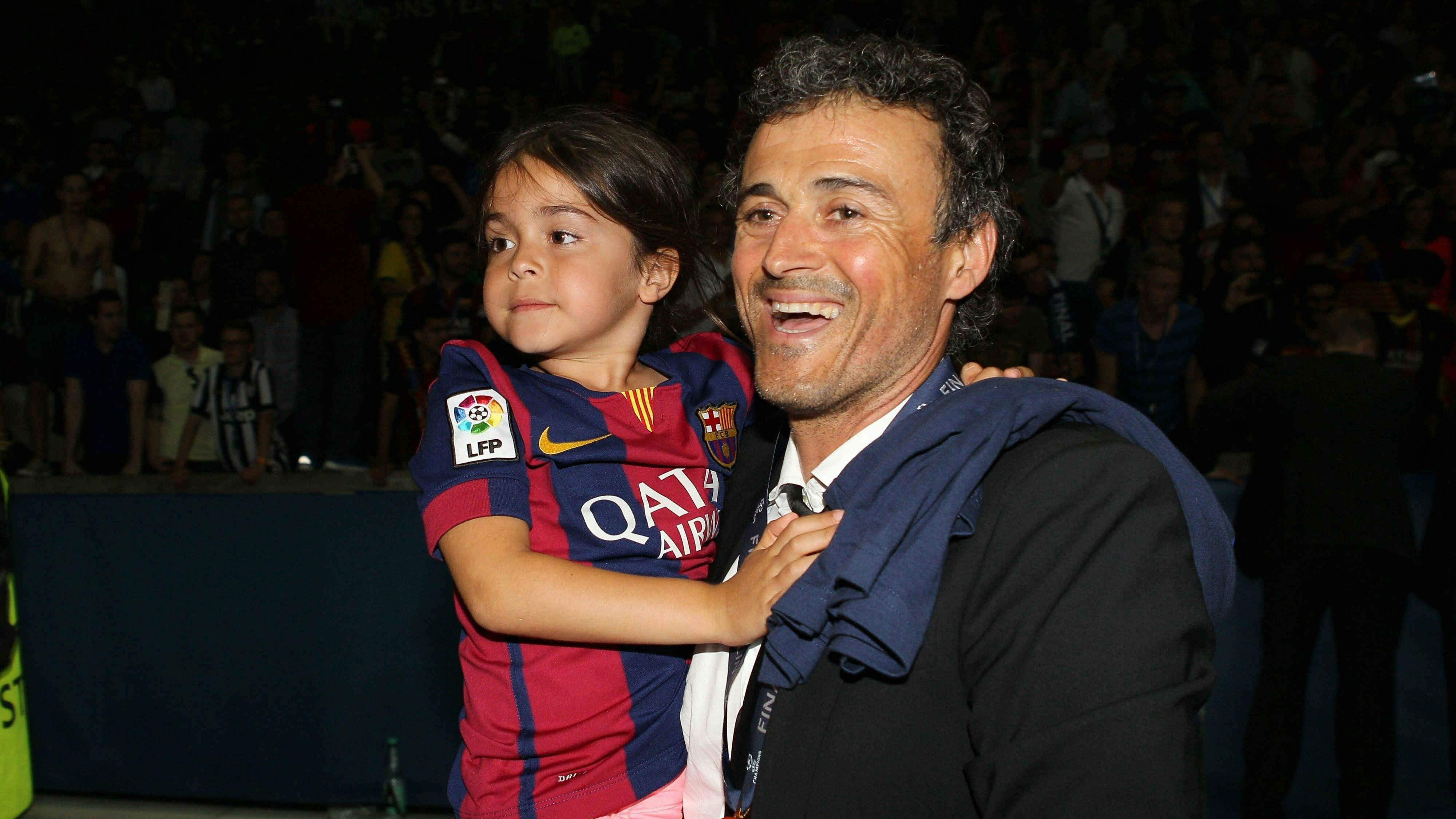 Schlussjubel, Chef-Trainer Luis Enrique FC Barcelona Barca mit Tochter Xana , Juventus Turin vs. FC Barcelona, Fussball, Champions League, Finale, 06.06.2015 , Copyright: Kolbert/Eibner-Pressefoto EP_CKT  