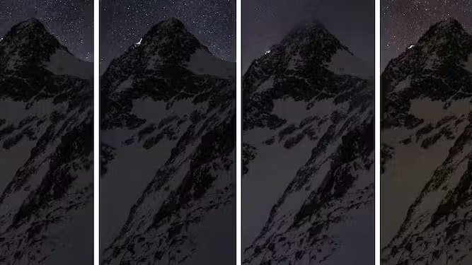 Die Aufnahmen zeigen am 18. Jänner zwischen 20 und 22 Uhr die Lichtkegel der Bergsteiger am Großglockner.