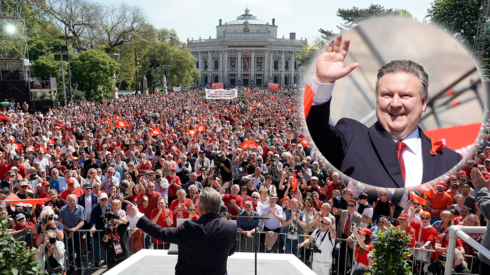 Bürgermeister Ludwig konnte auf einen prall gefüllten Rathausplatz blicken.