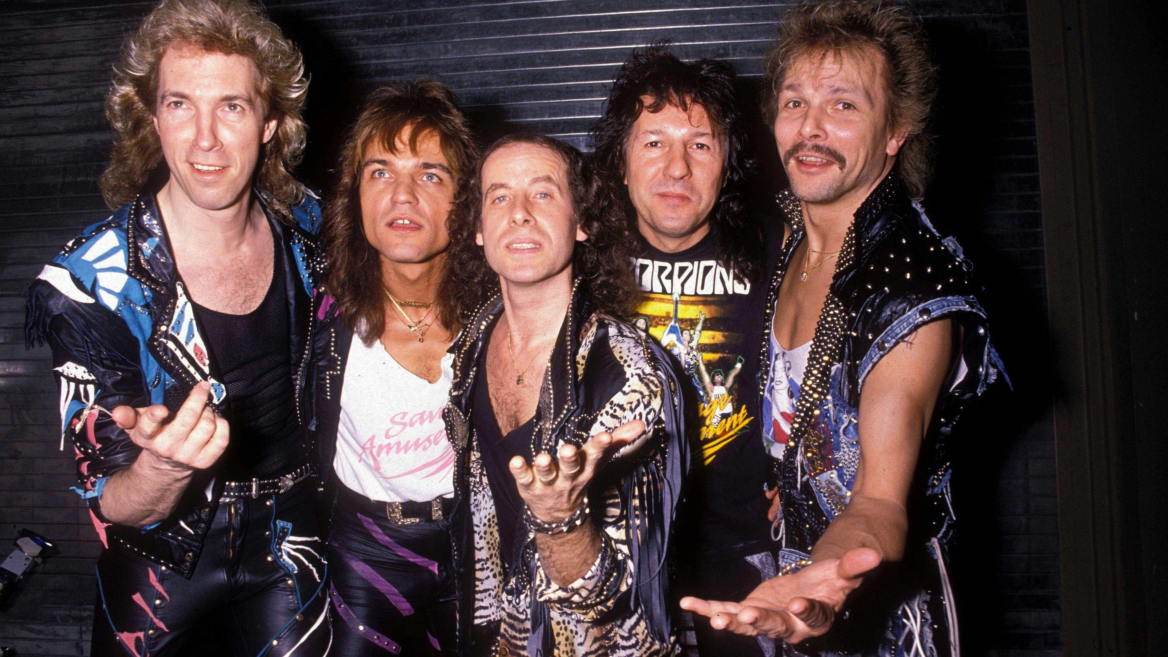 Scorpions in Berlin, v.li.: Francis Buchholz, Matthias Jabs, Klaus Meine, Herman Rarebell und Rudolf Schenker  