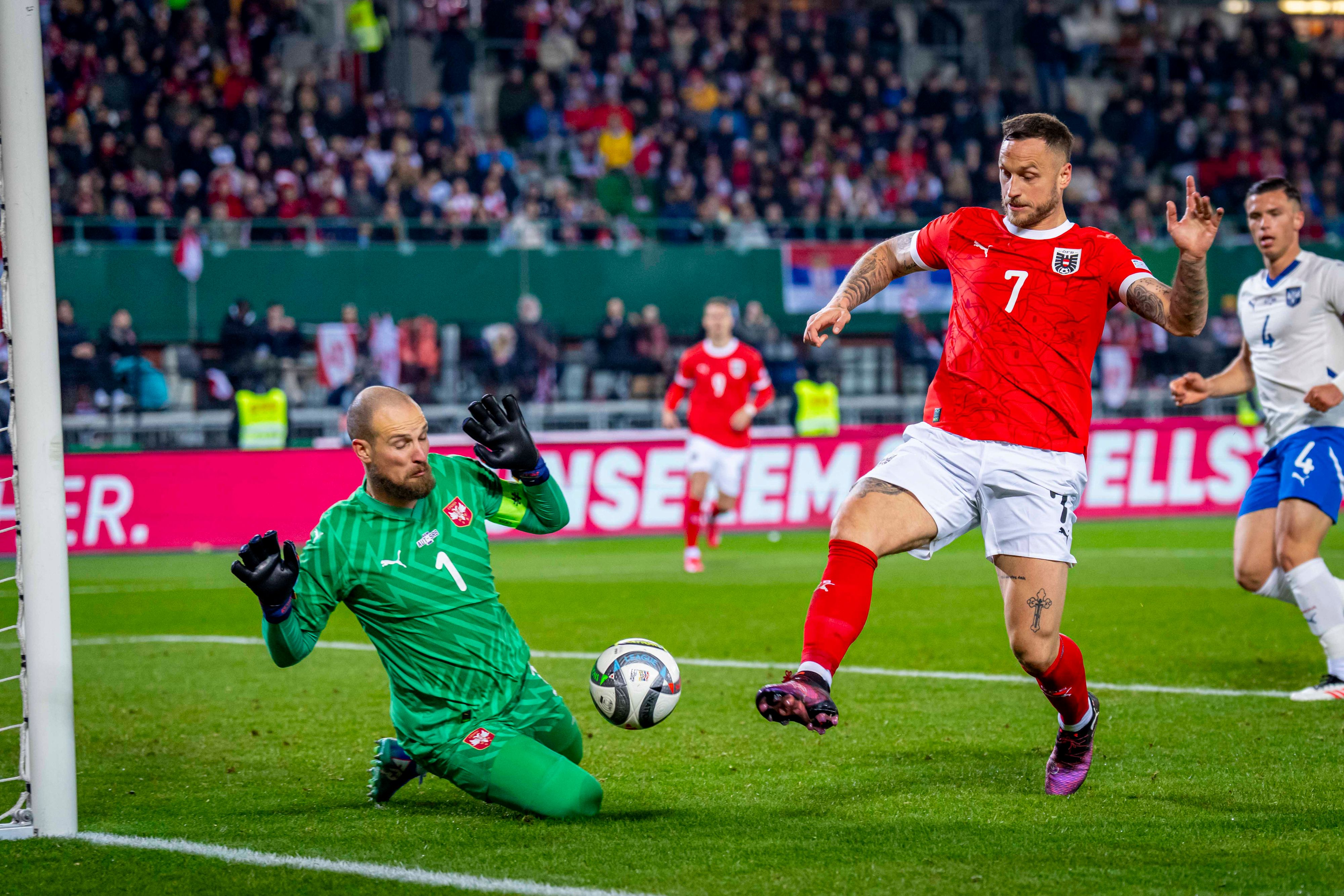 Marko Arnautovic bei der letzten Begegnung gegen Serbien.