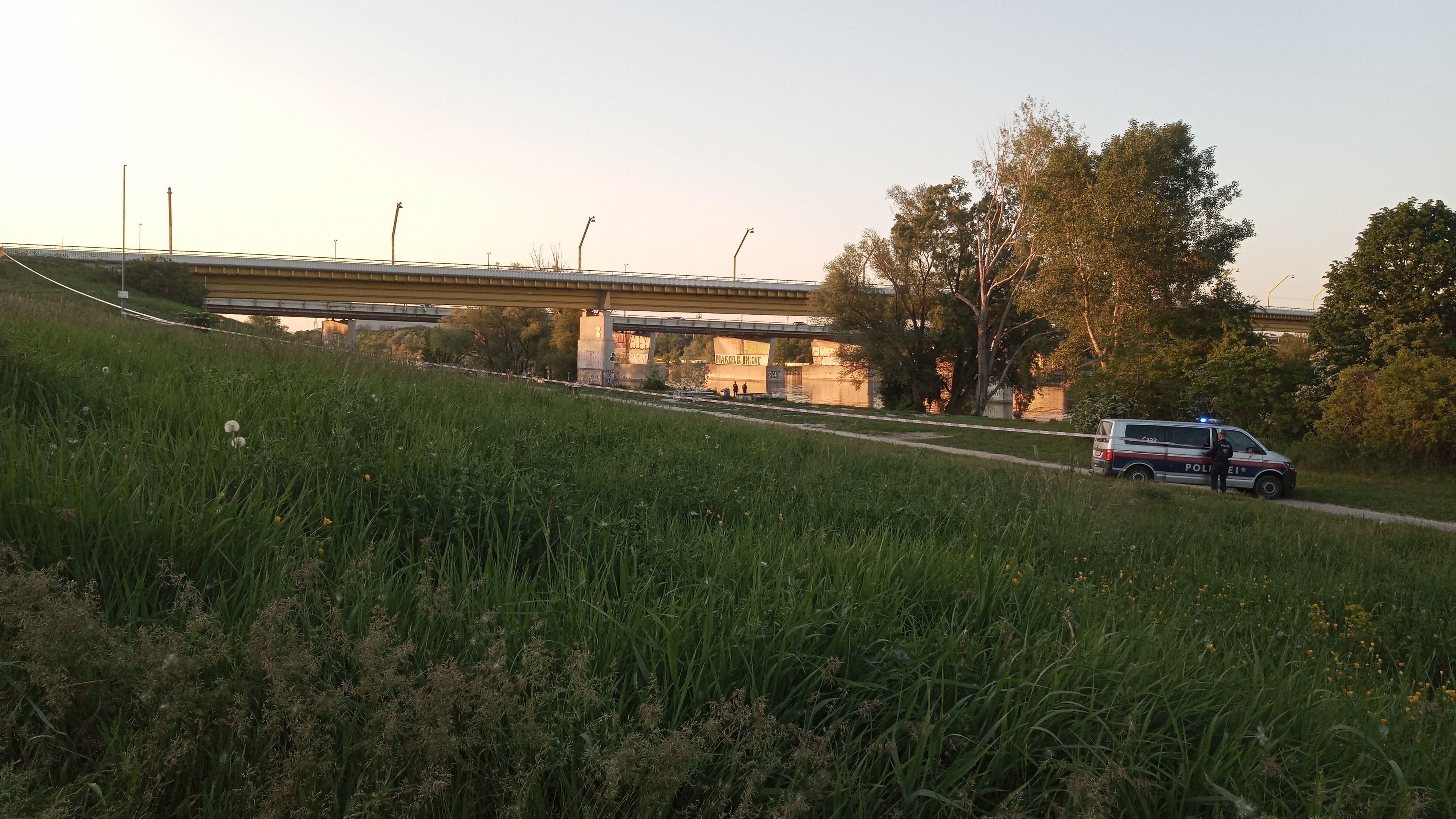 Am Donnerstagabend sperrte die Polizei einen Bereich der Donauinsel ab.