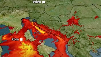 Heftige Gewitter über Mittelitalien und der Adria.