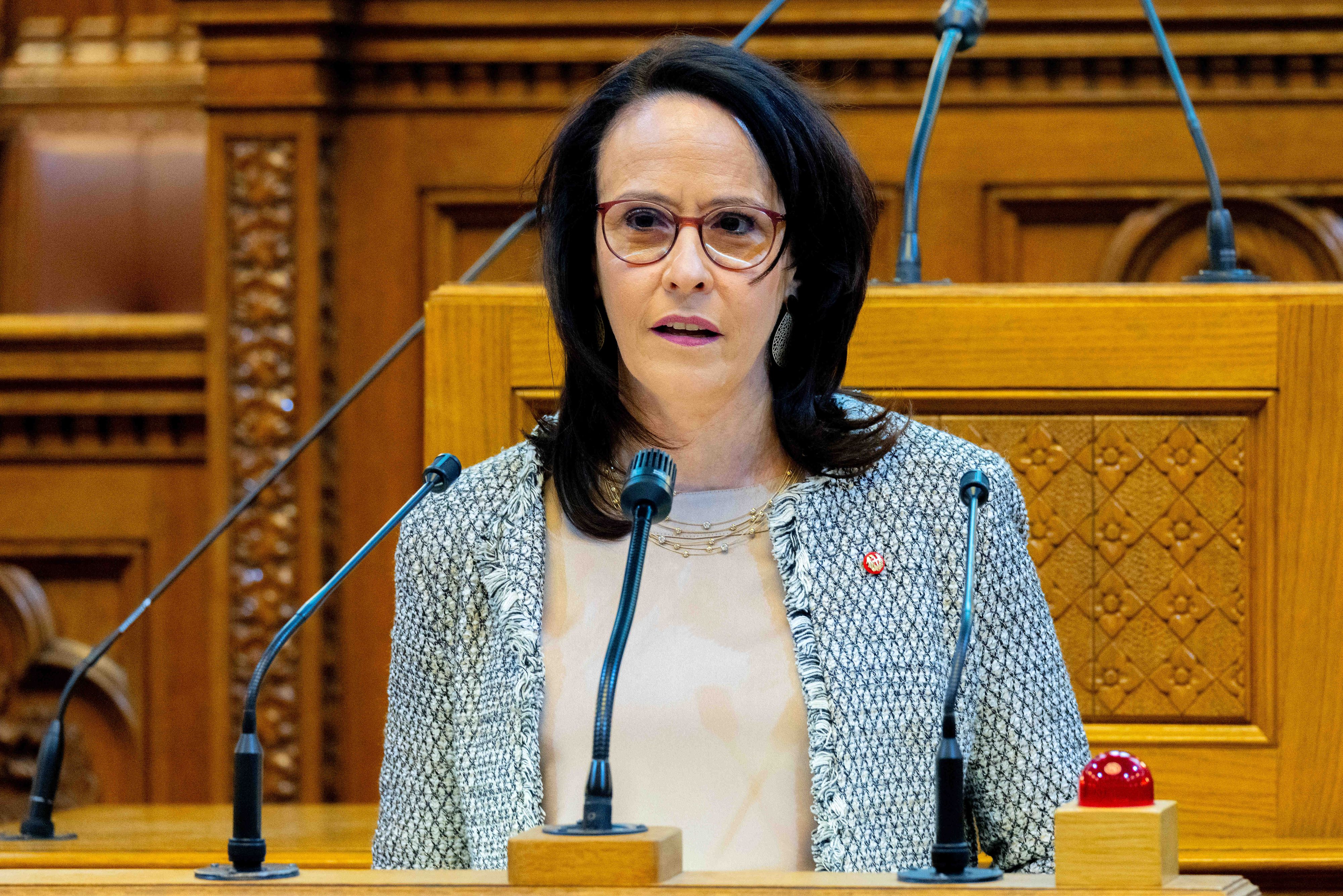 Kasia Greco (ÖVP)&nbsp; bei einer Rede im Wiener Landtag – die Unternehmerin wurde nun von der ÖVP als neue Stadträtin nominiert.