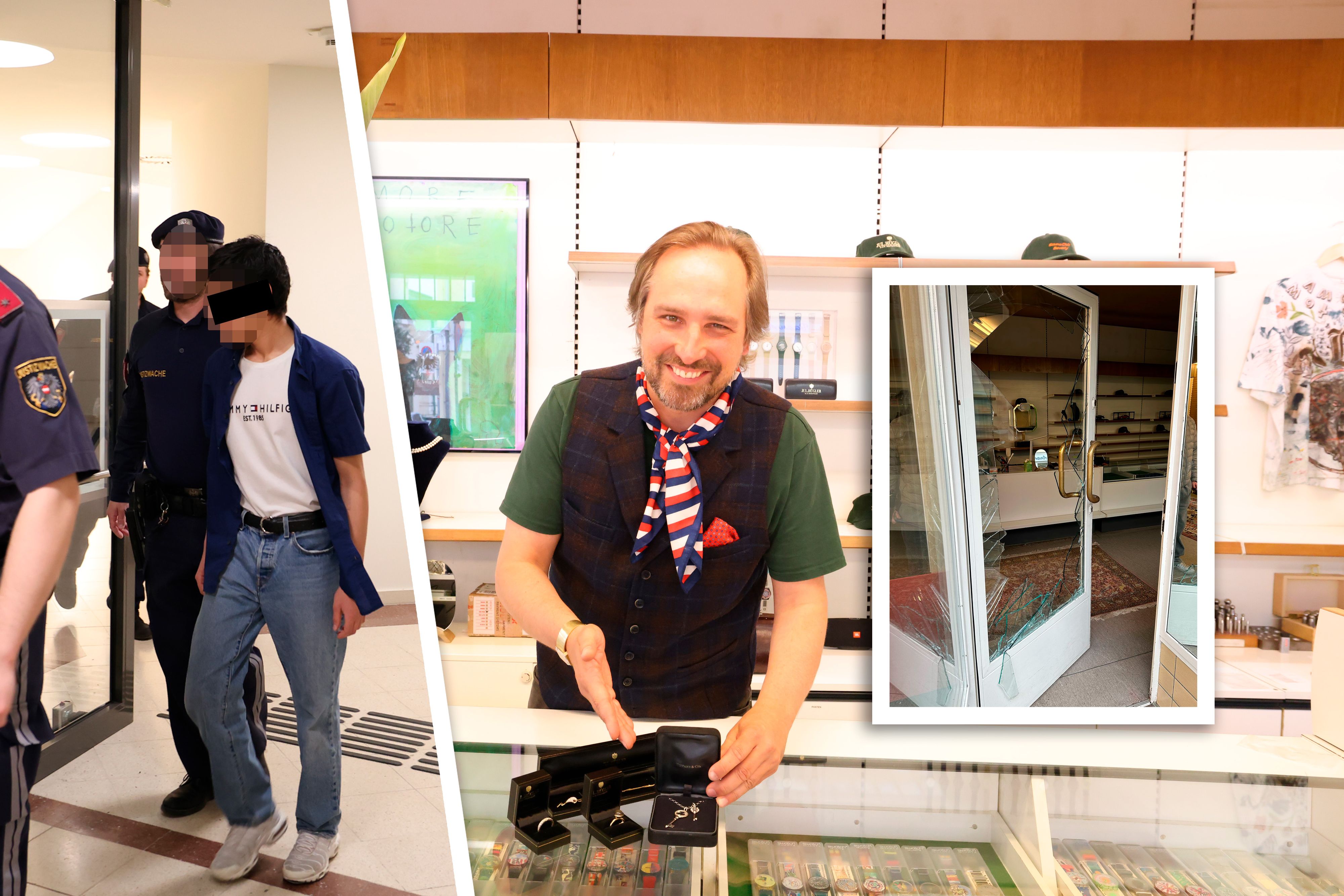 Opfer von Grinse-Nachwuchsgangster (14, l.) geworden: TV-Star Fanziskus Kriegs-Au mit dem Schmuck.