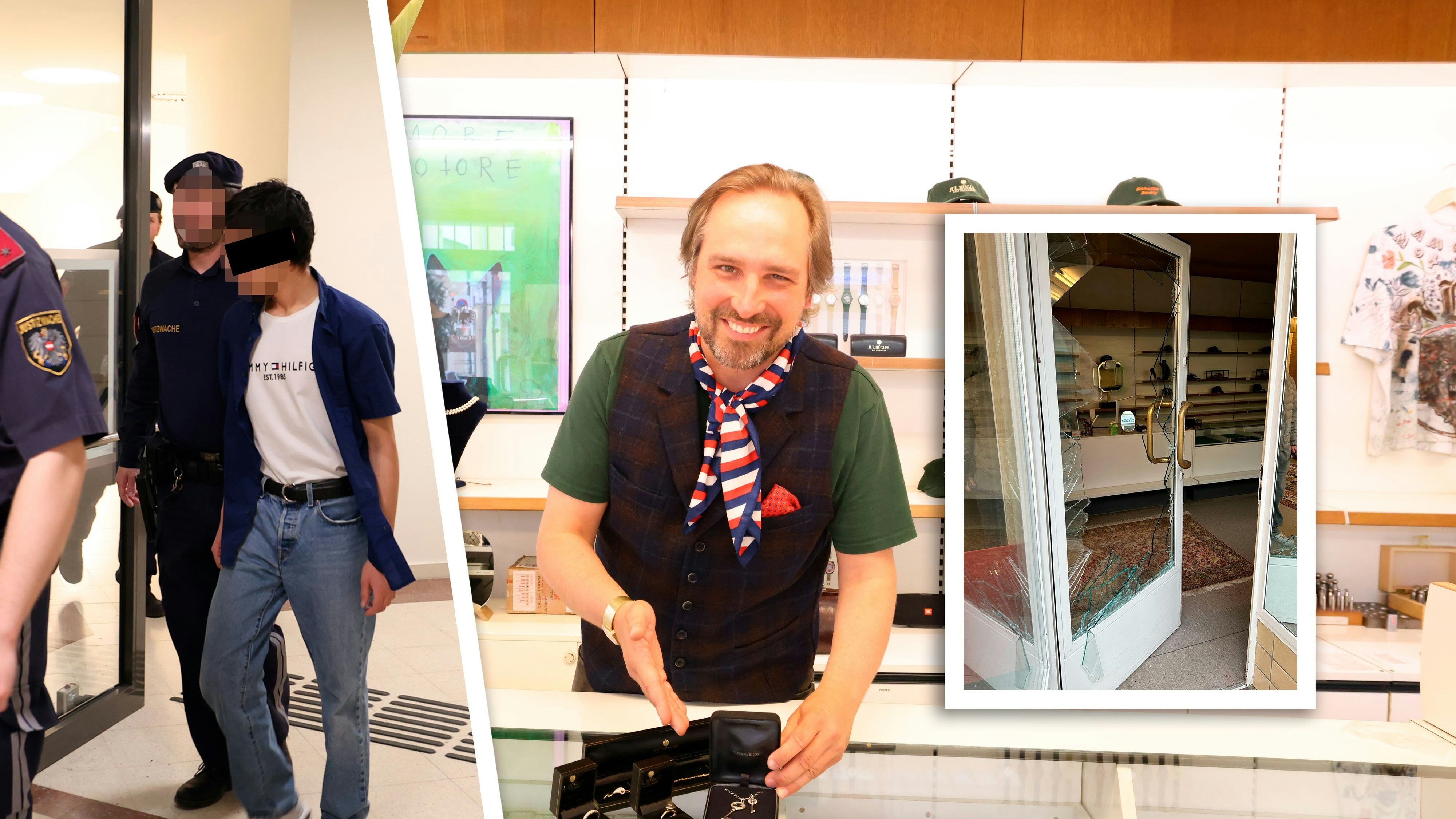 Opfer von Grinse-Gangster (14, l.) geworden: TV-Star Fanziskus Kriegs-Au mit dem Schmuck.