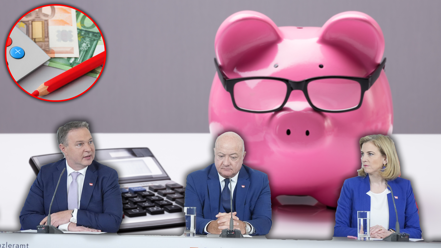 Setzen den Sparkurs um: Babler, Stocker, Meinl-Reisinger (v.l.)