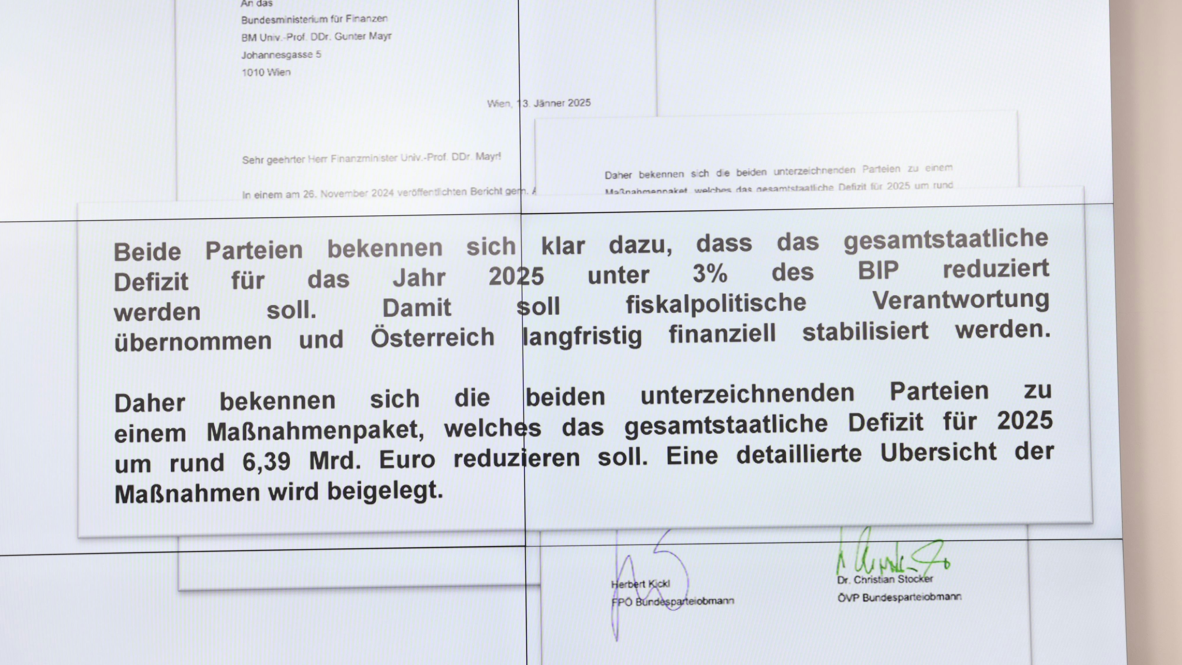 Die ÖVP legte Kickls Unterschrift am Donnerstag vor.