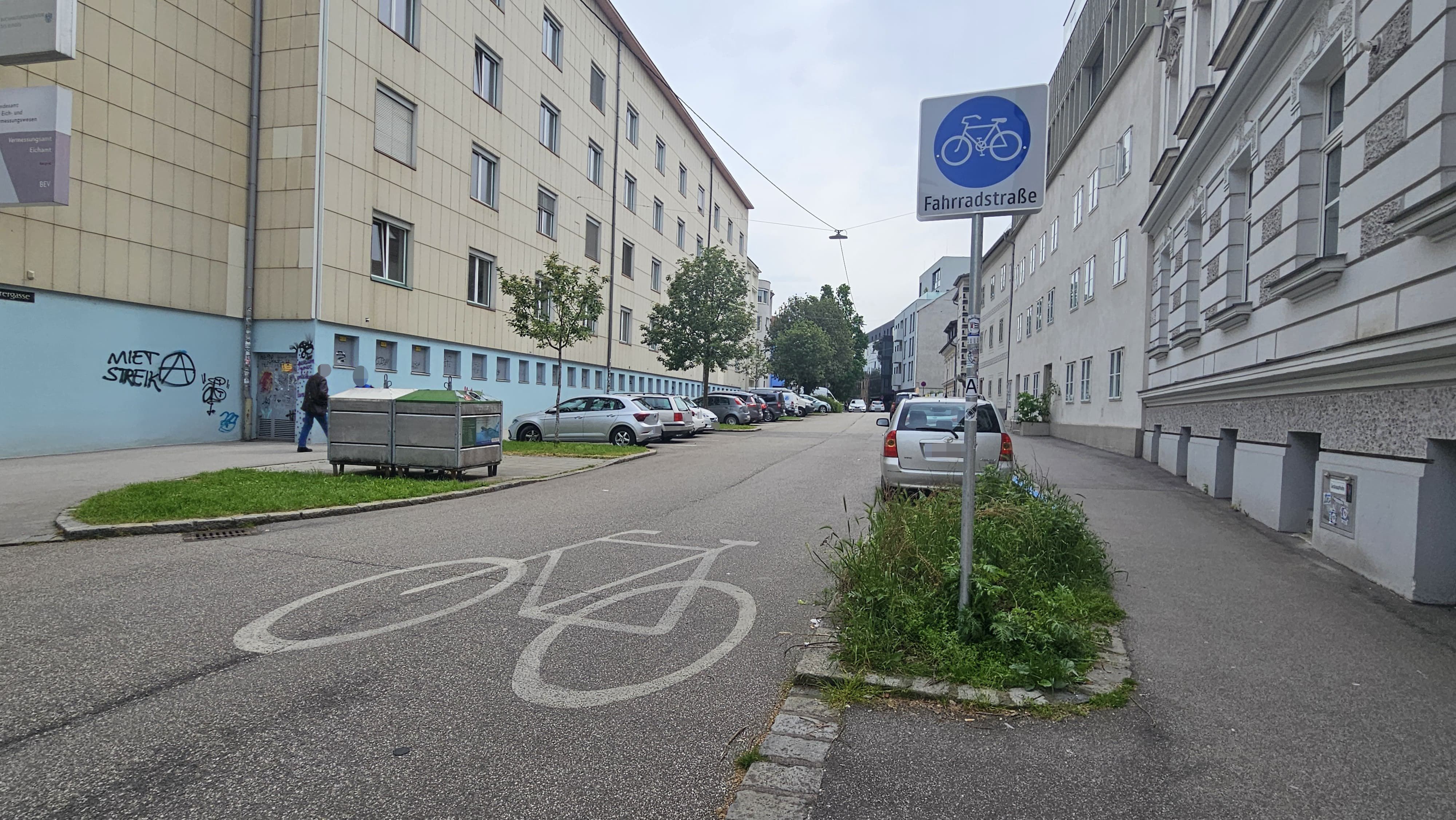 Die Linzer Lederergasse soll für Radler attraktiver werden. Zum Konzept gehört auch die Fahrradstraße zwischen der Prunerstraße und der Kaisergasse.