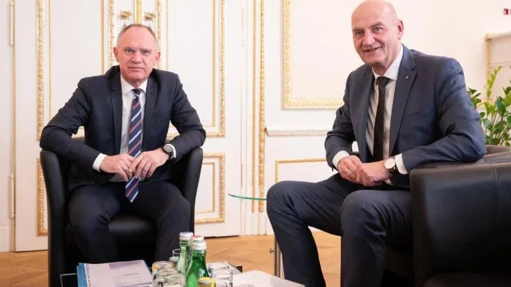 Innenminister Gerhard Karner und Integrationslandesrat Christian Dörfel (ÖVP)