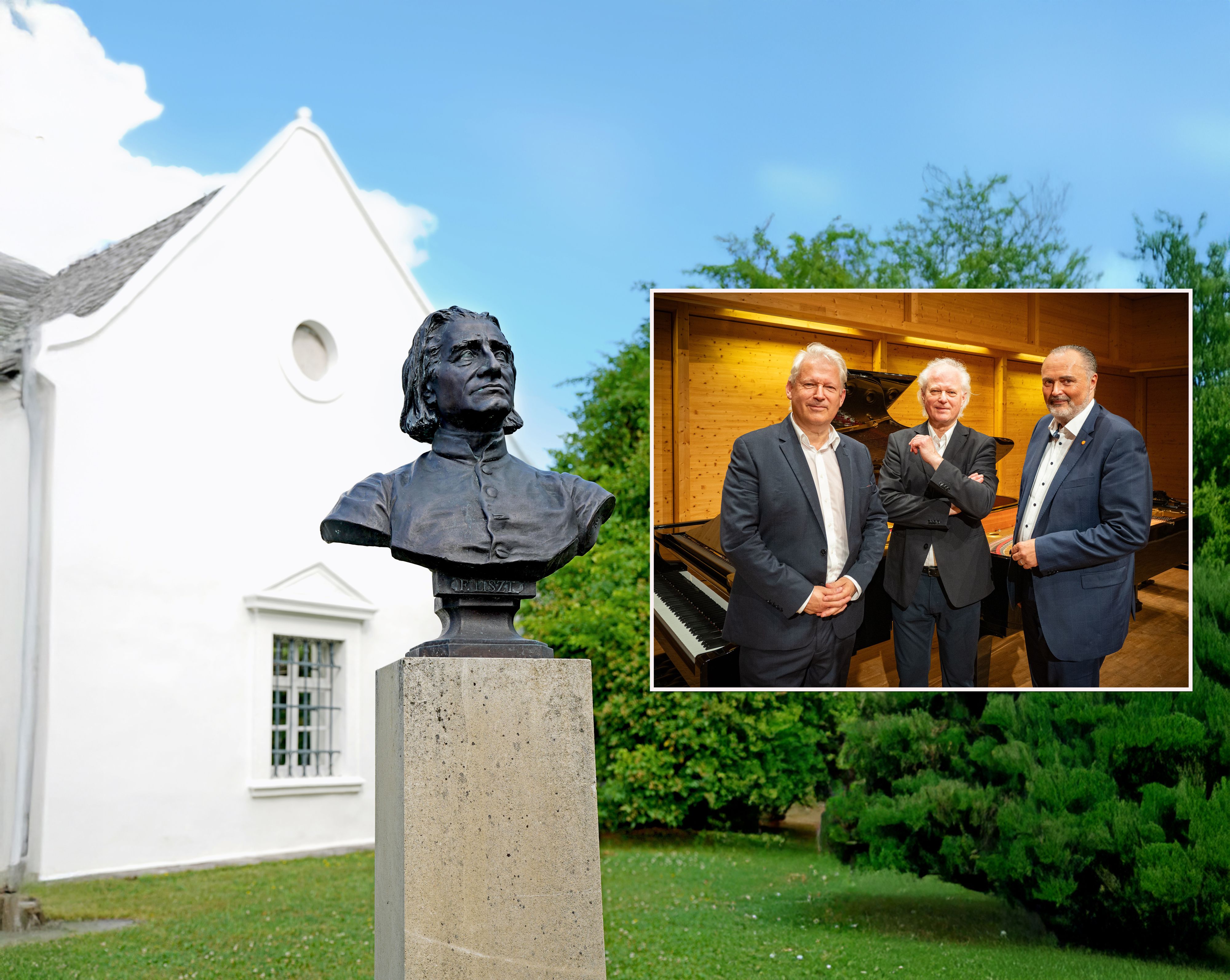 Liszt-Festival-Intendanten Eduard und Johannes Kutrowatz mit Landeshauptmann Hans Peter Doskozil (v.l.).