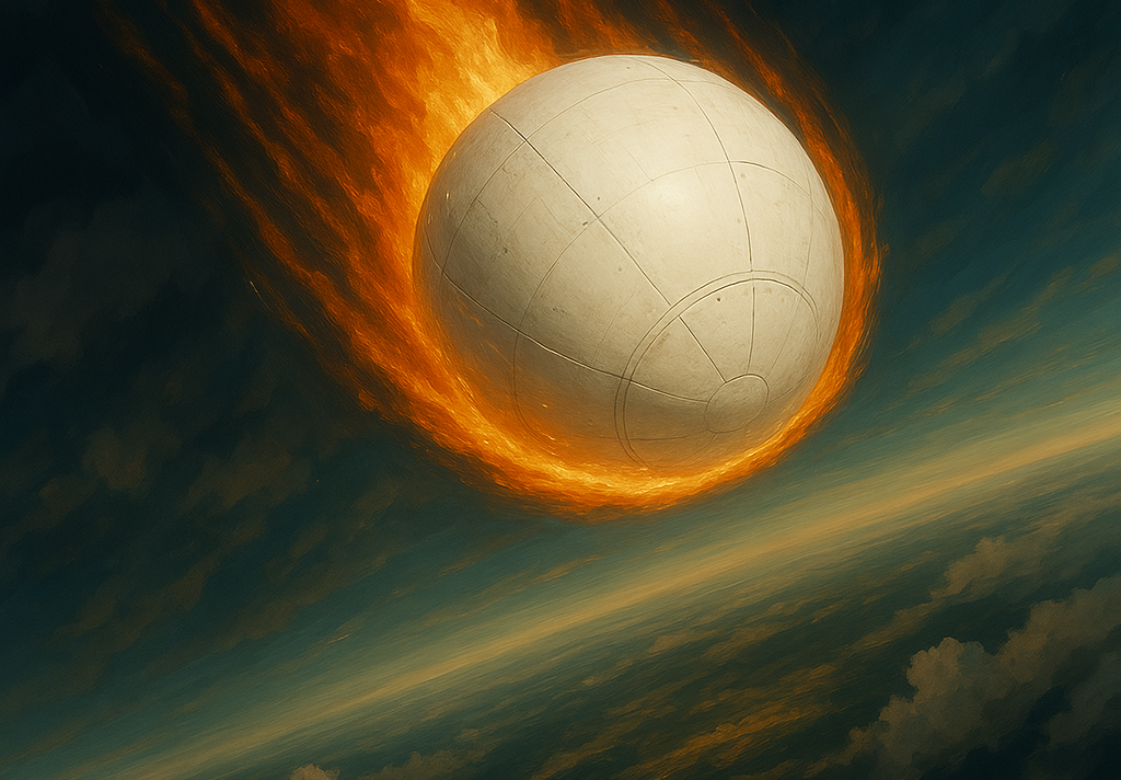 Besuch von oben: So stellt sich die KI den Eintritt von Kosmos 482 in die Erdatmosphäre vor.