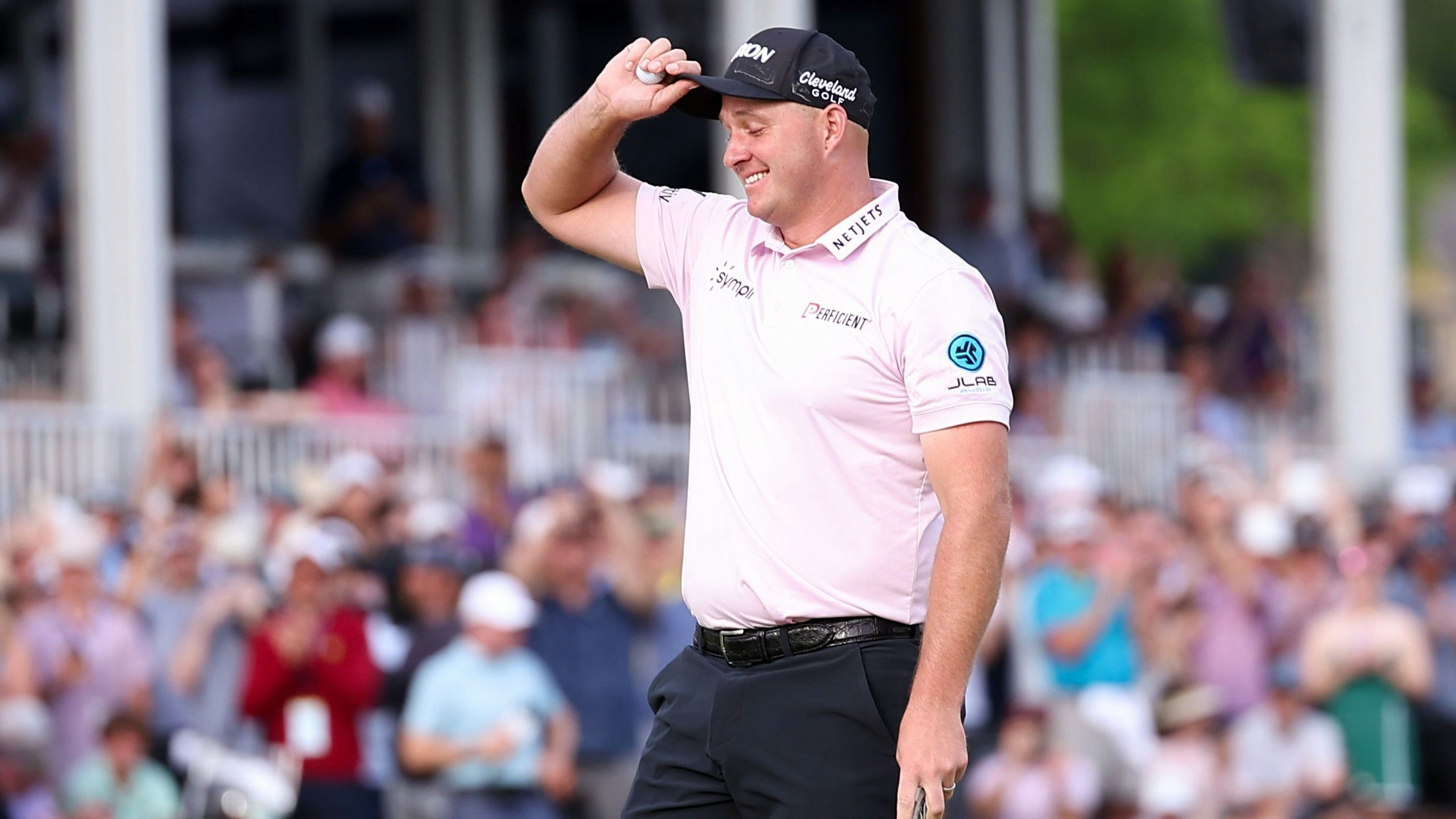 May 11, 2025; Philadelphia, Pennsylvania, USA; Sepp Straka reacts to winning the Truist Championship golf tournament. Mandatory Credit: Bill Streicher-Imagn Images