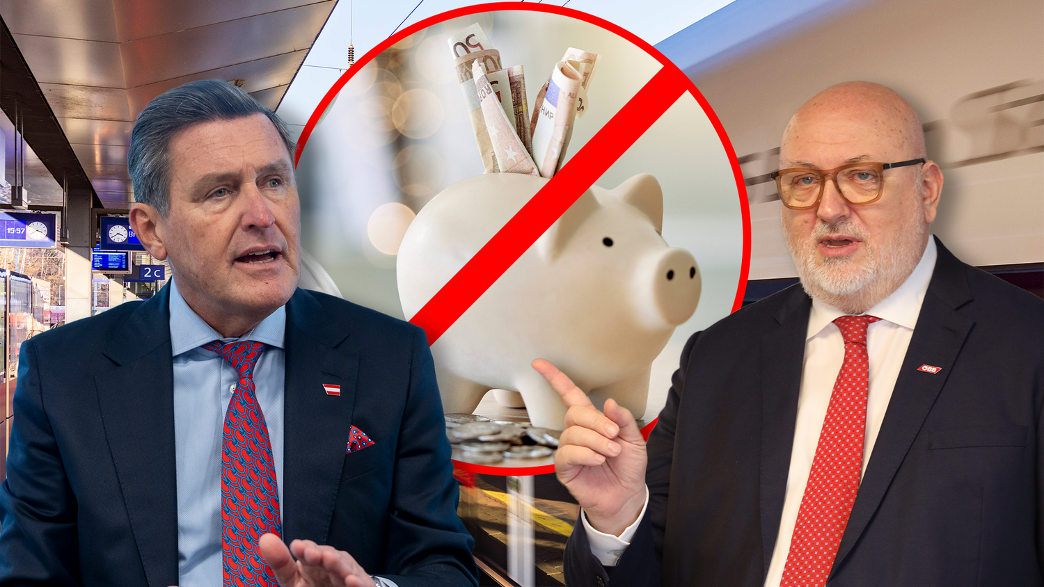 Finanzminister Peter Hanke (SPÖ) und ÖBB-Chef Andreas Matthä: Auch beim Bahnausbau wird gespart. 
