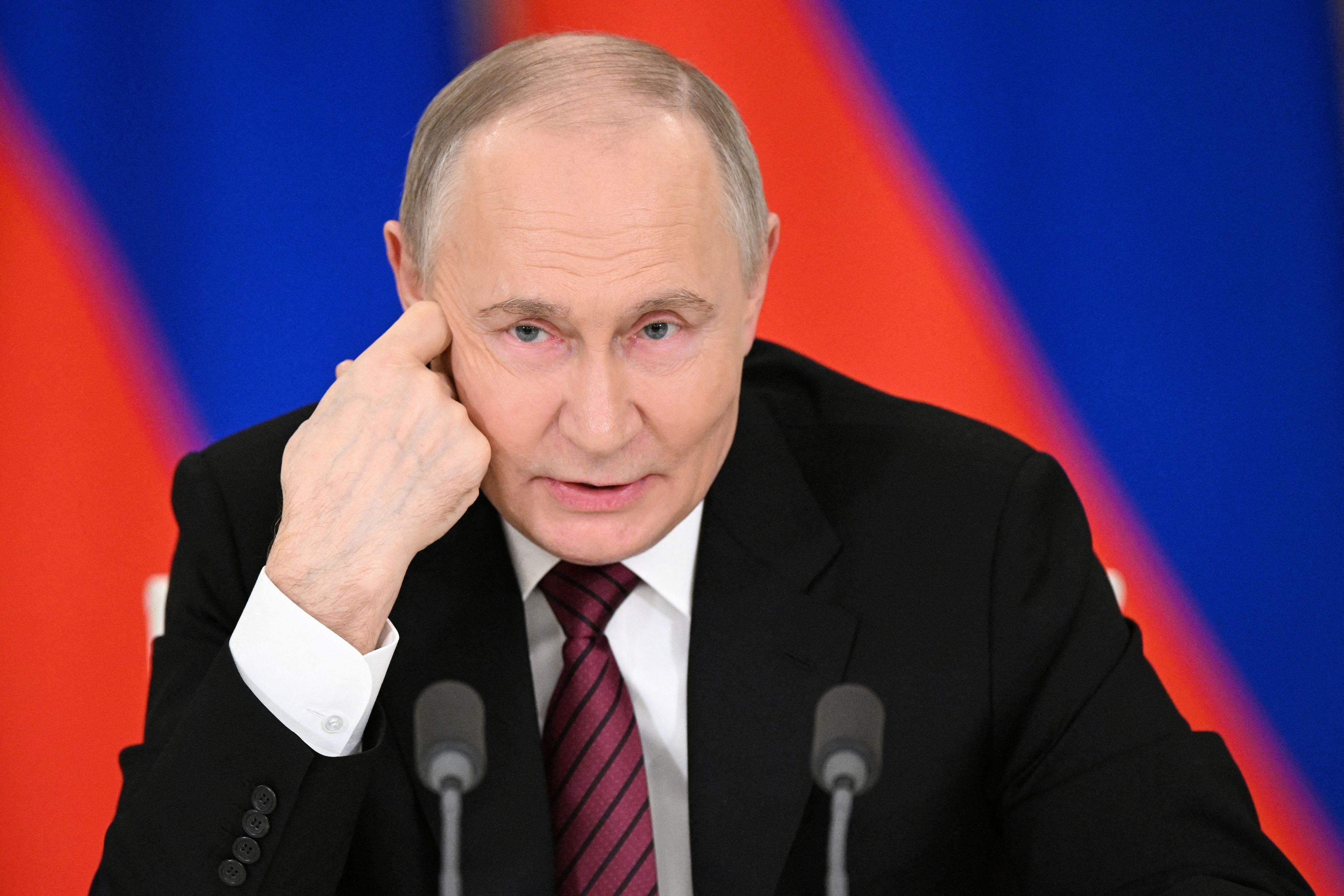 Wladimir Putin während eines Pressetermins am 11. Mai 2025 in Moskau.