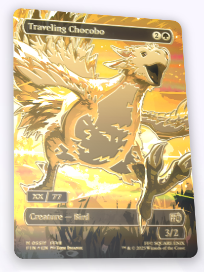 Den goldenen Chocobo aus dem "Magic: The Gathering – Final Fantasy"-Set gibt es weltweit nur 77 Mal.