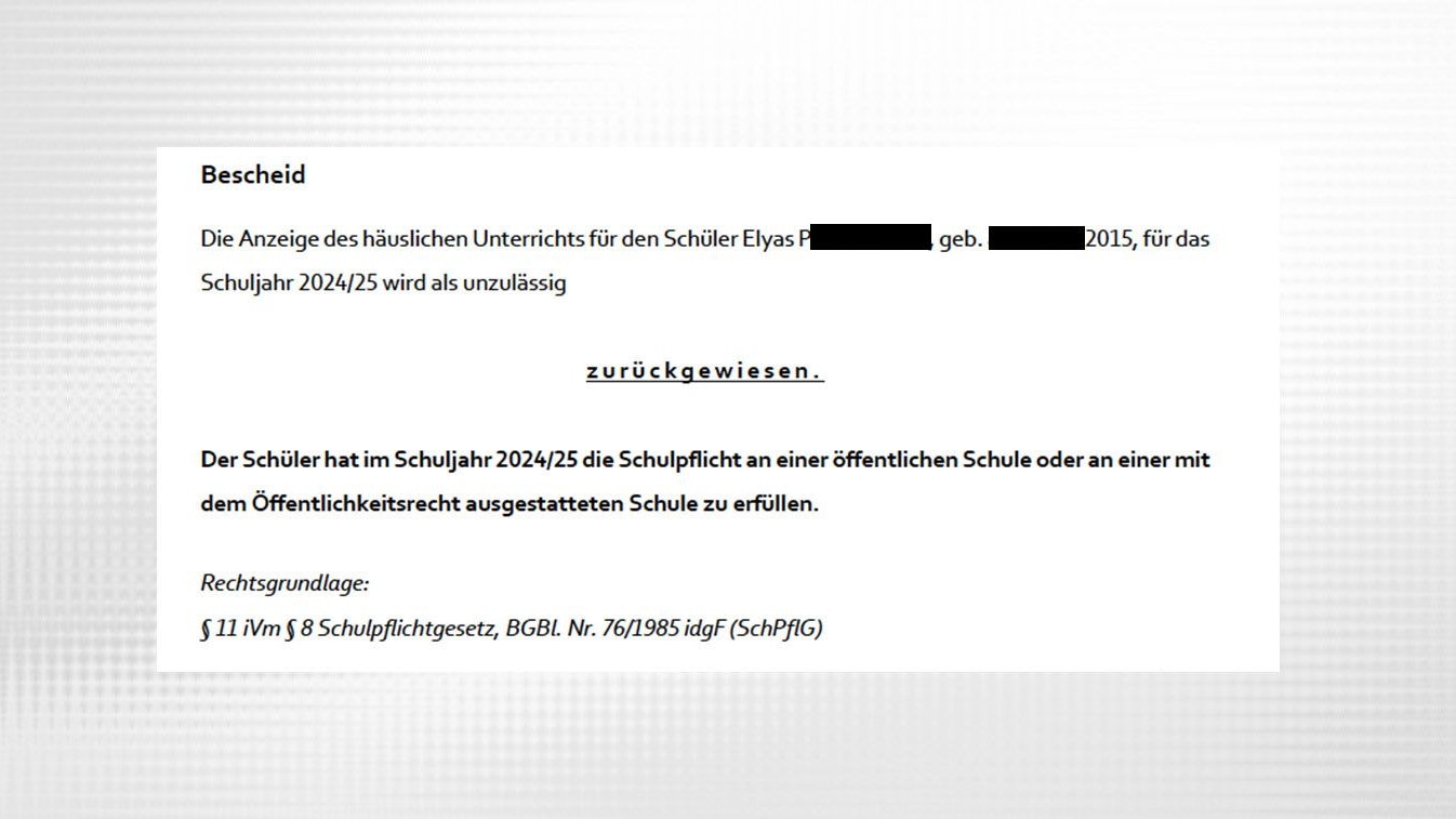Der Antrag auf häuslichen Unterricht wurde nach der Bewilligung wieder zurückgewiesen.