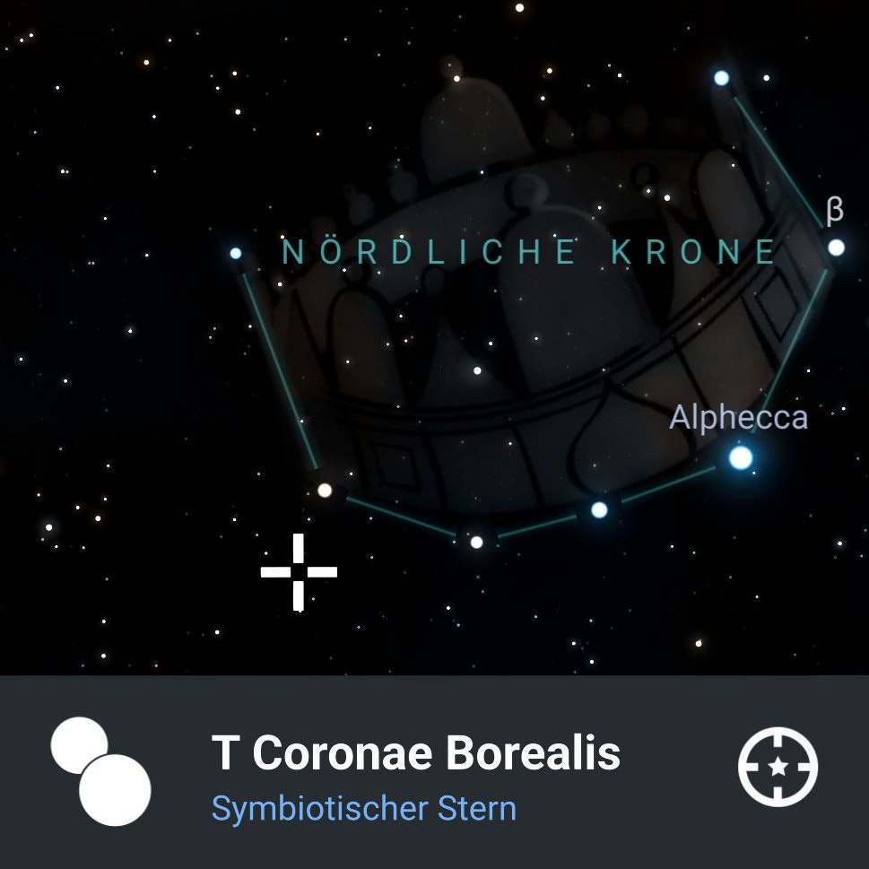 Die App "Stellarium" kann interessierte Nova-Gucker auch zur Nördlichen Krone und T Coronae Borealis führen.