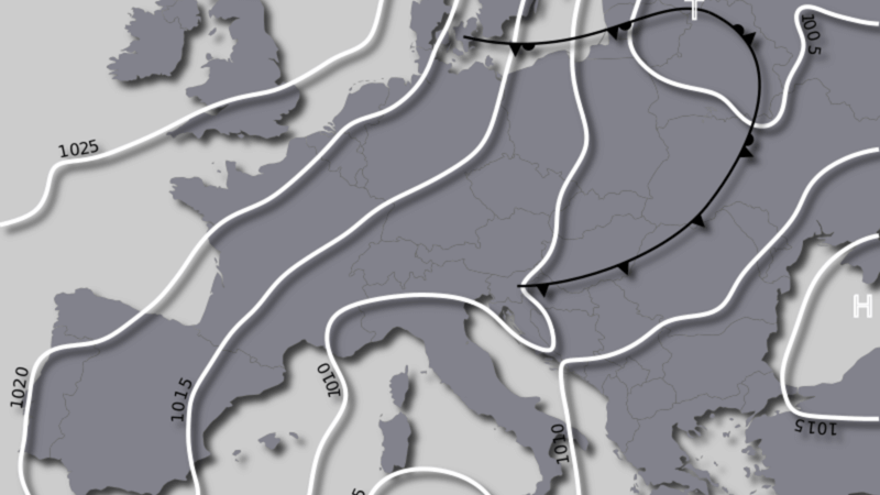 Bodendruck- und Frontenkarte für Donnerstag, 15. Mai 2025
