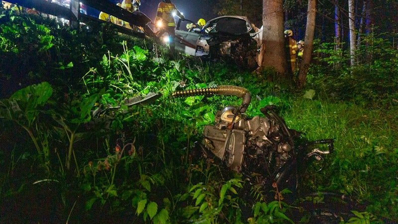 In weiterer Folge krachte das Auto gegen einen Baum.