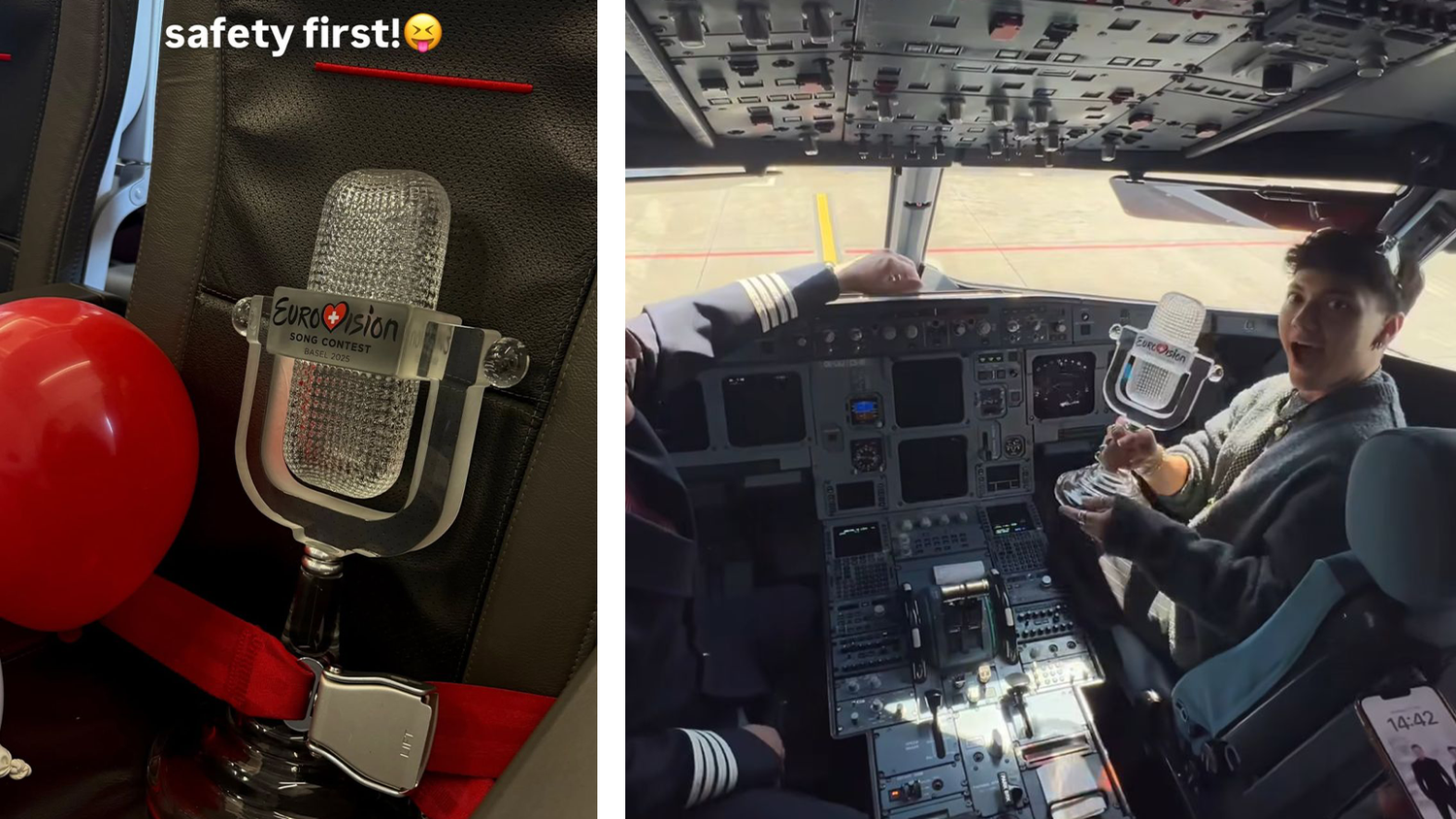 JJ hat offenbar eine Menge Spaß am Rückflug. Mit dem Pokal wird eifrig gepostet.