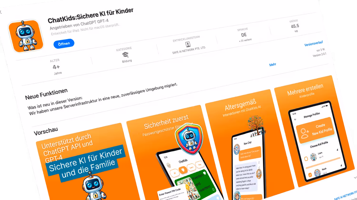 Die Lern- und Spiel-App ChatKids ist für MacOS, iPad und iPhone verfügbar.