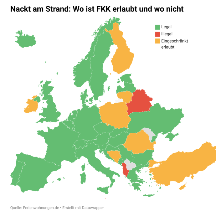 Nackt am Strand: Wo ist FKK erlaubt und wo nicht.