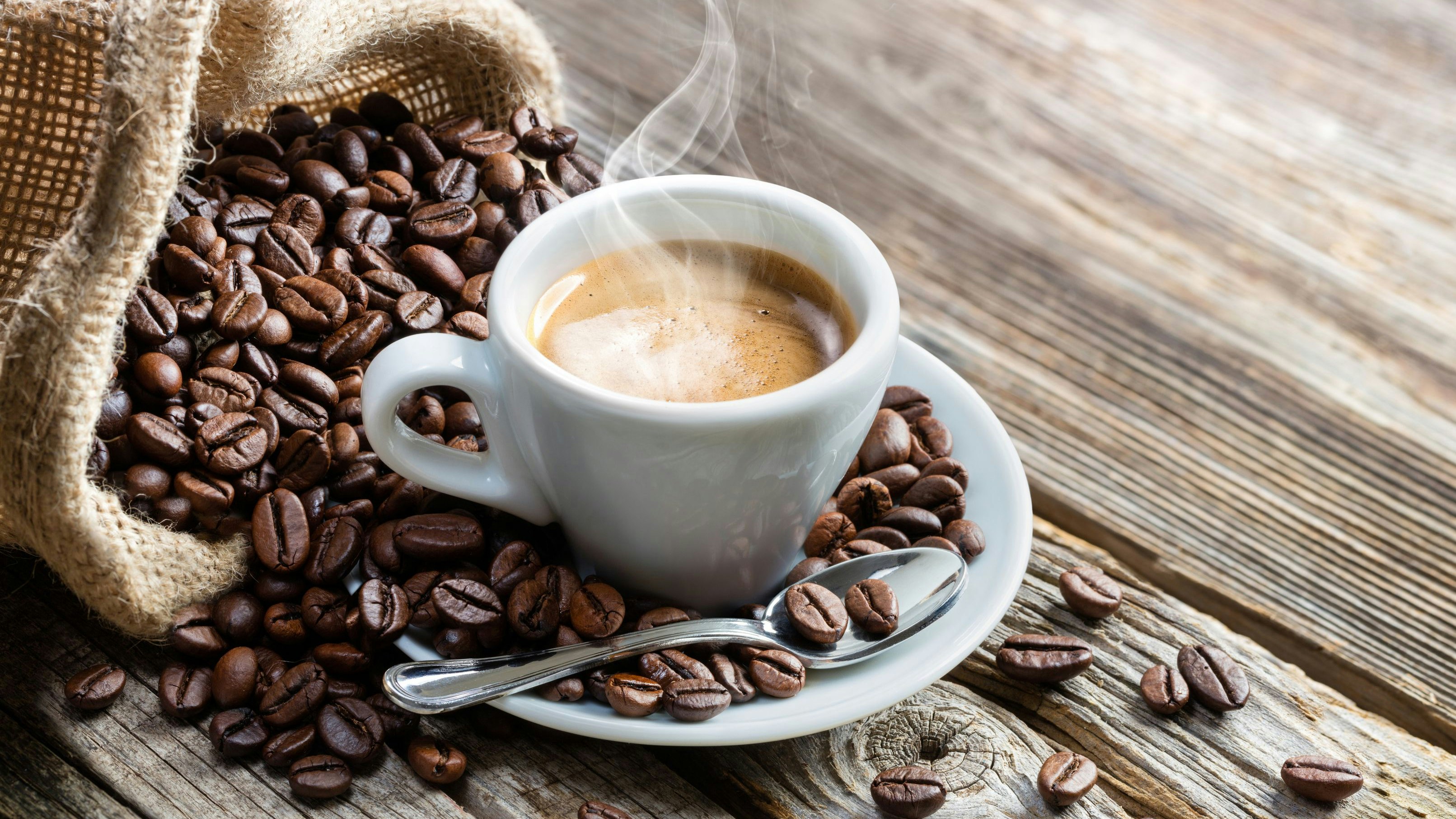 Coffee Breakfast With Grain And Jute Sack