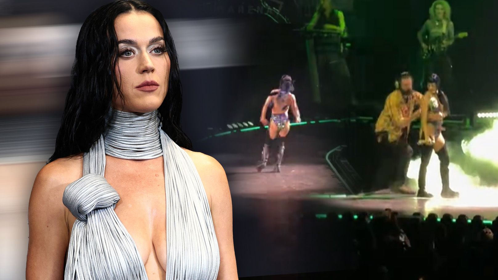 Katy Perry hatte Probleme mit ihrem knappen Outfit bei einem Konzert.