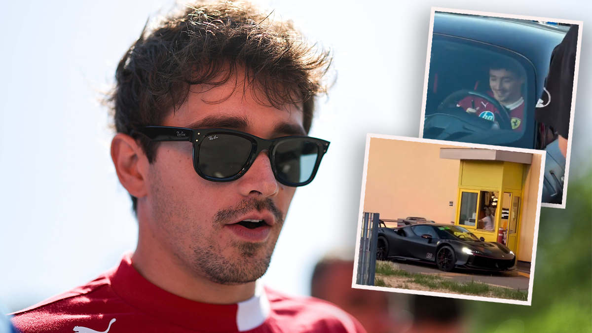 Ferrari-Star Charles Leclerc hält bei einem McDonald´s. 