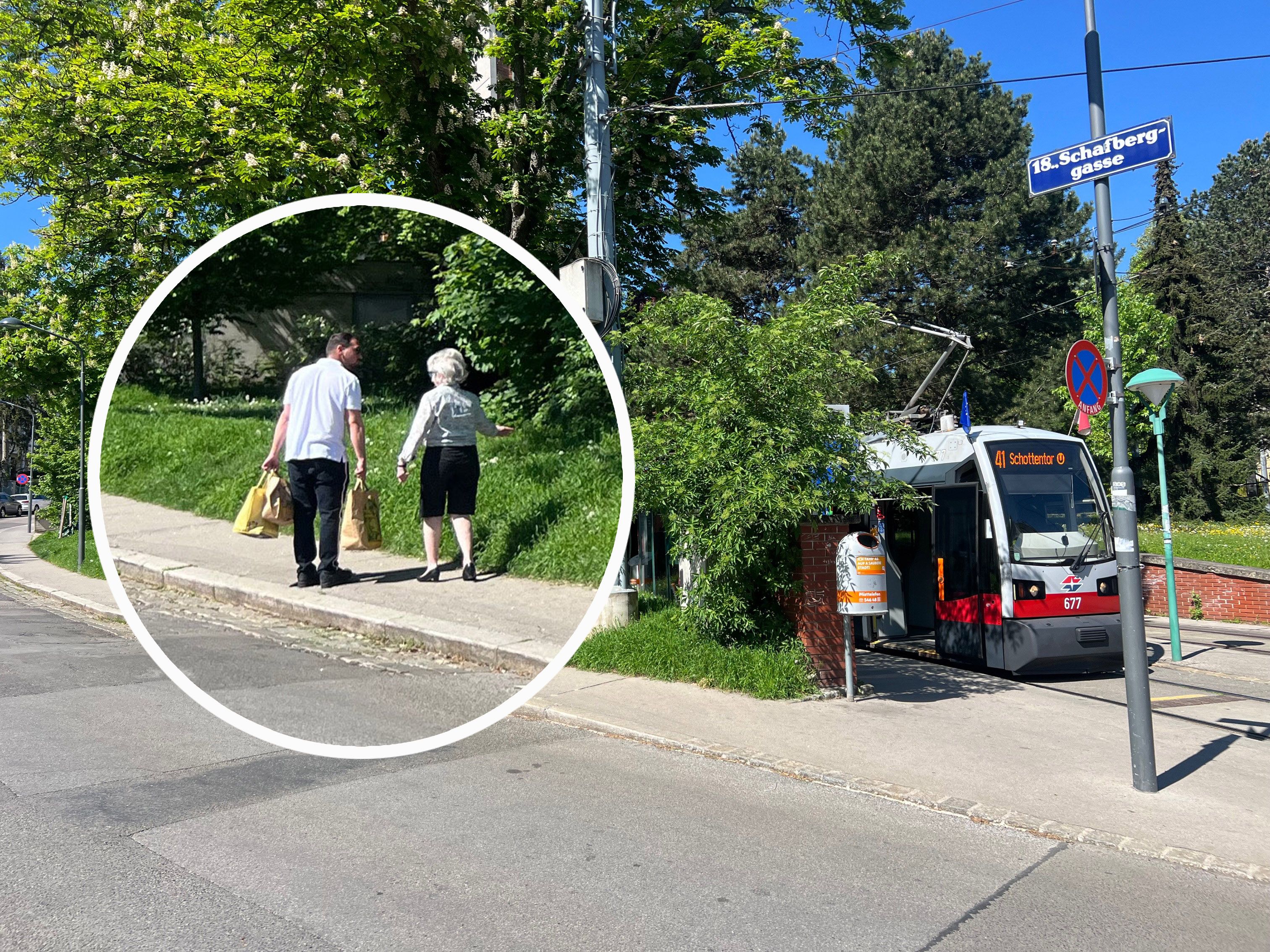 Firat half der alten Damen in Pötzleinsdorf mit ihren Einkaufssackerln.