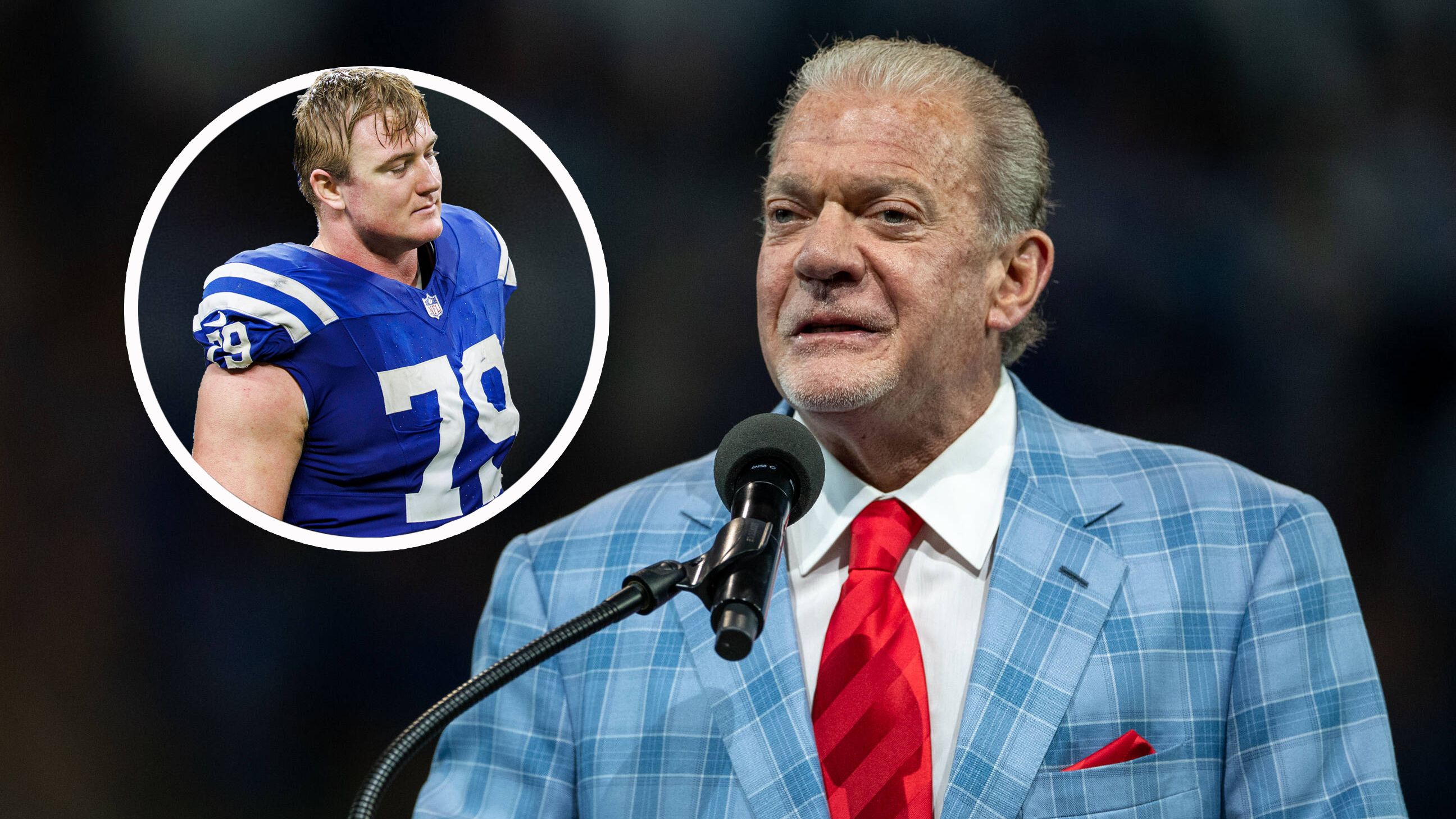 Bernhard Raimann (l.) trauert um Colts-Besitzer Jim Irsay.