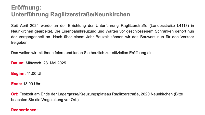 Diese Einladung wurde am 14. Mai verschickt – einen Tag nach Marterbauers Budgetrede.
