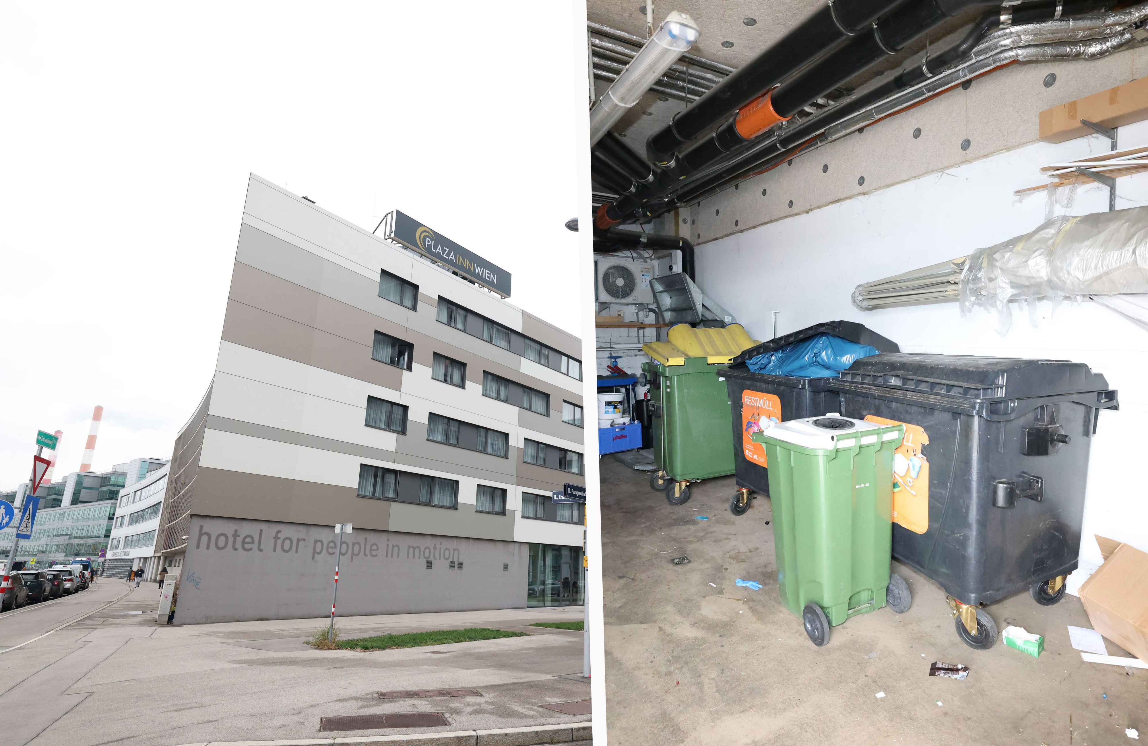 In diesem Hotel in Wien-Simmering wurde das tote Baby gefunden – versteckt in einem Müllsack im Abfallraum.