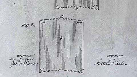 (Im Bild: Ausschnitt des US-Patents No. 465,588)