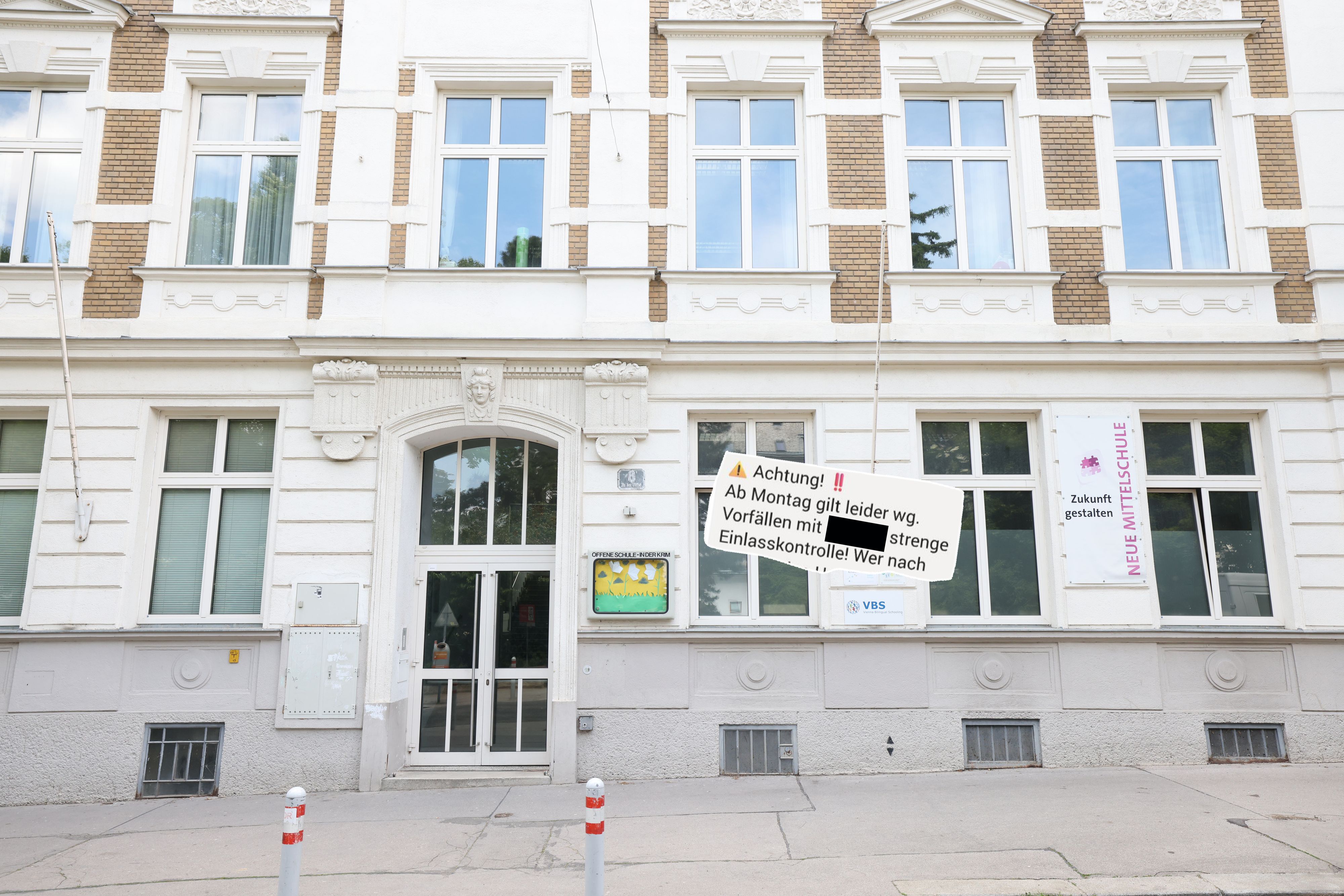 Einlasskontrollen an der Neuen Mittelschule in Wien-Döbling.