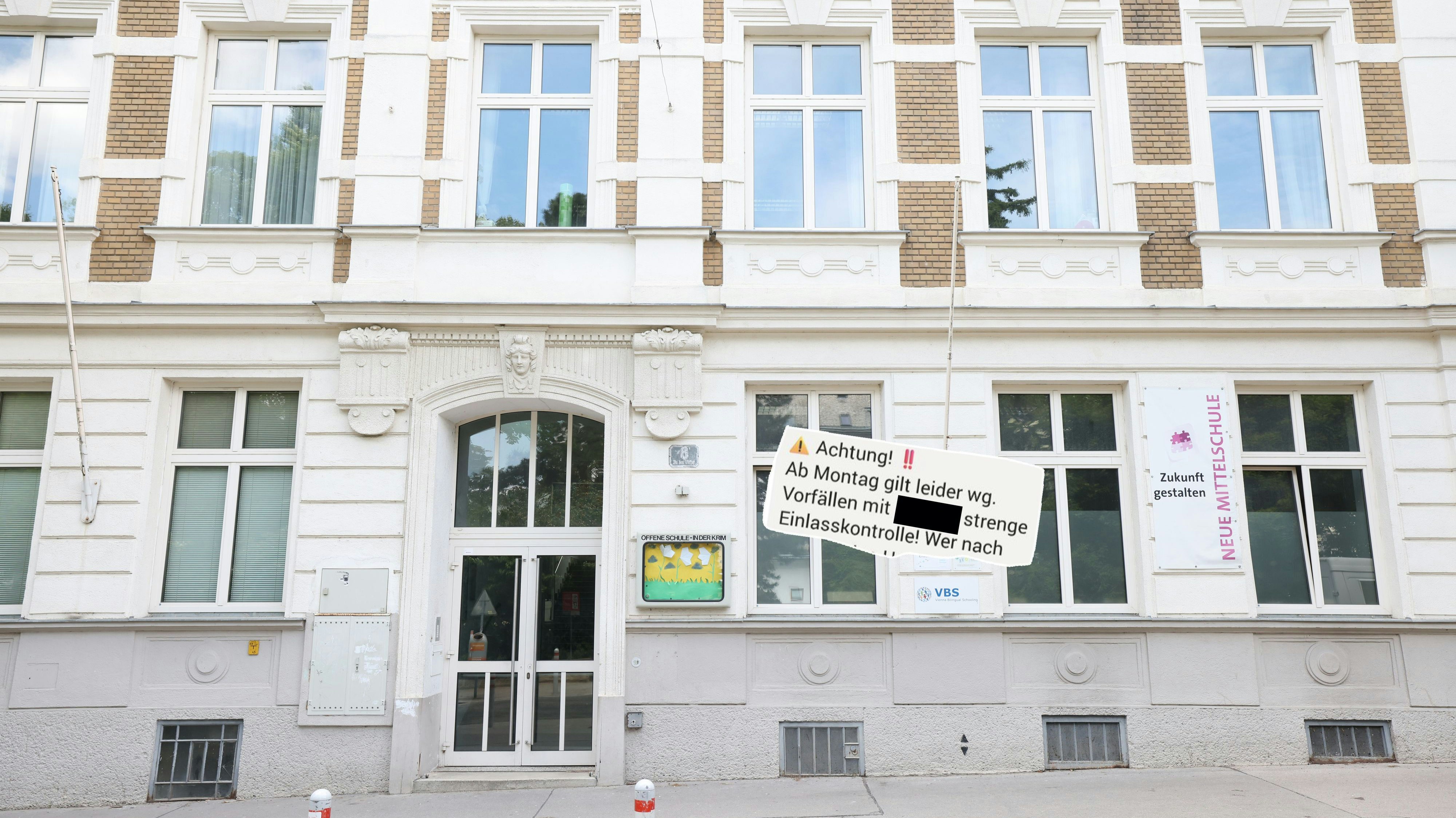 Einlasskontrollen an der Neuen Mittelschule in Wien-Döbling.