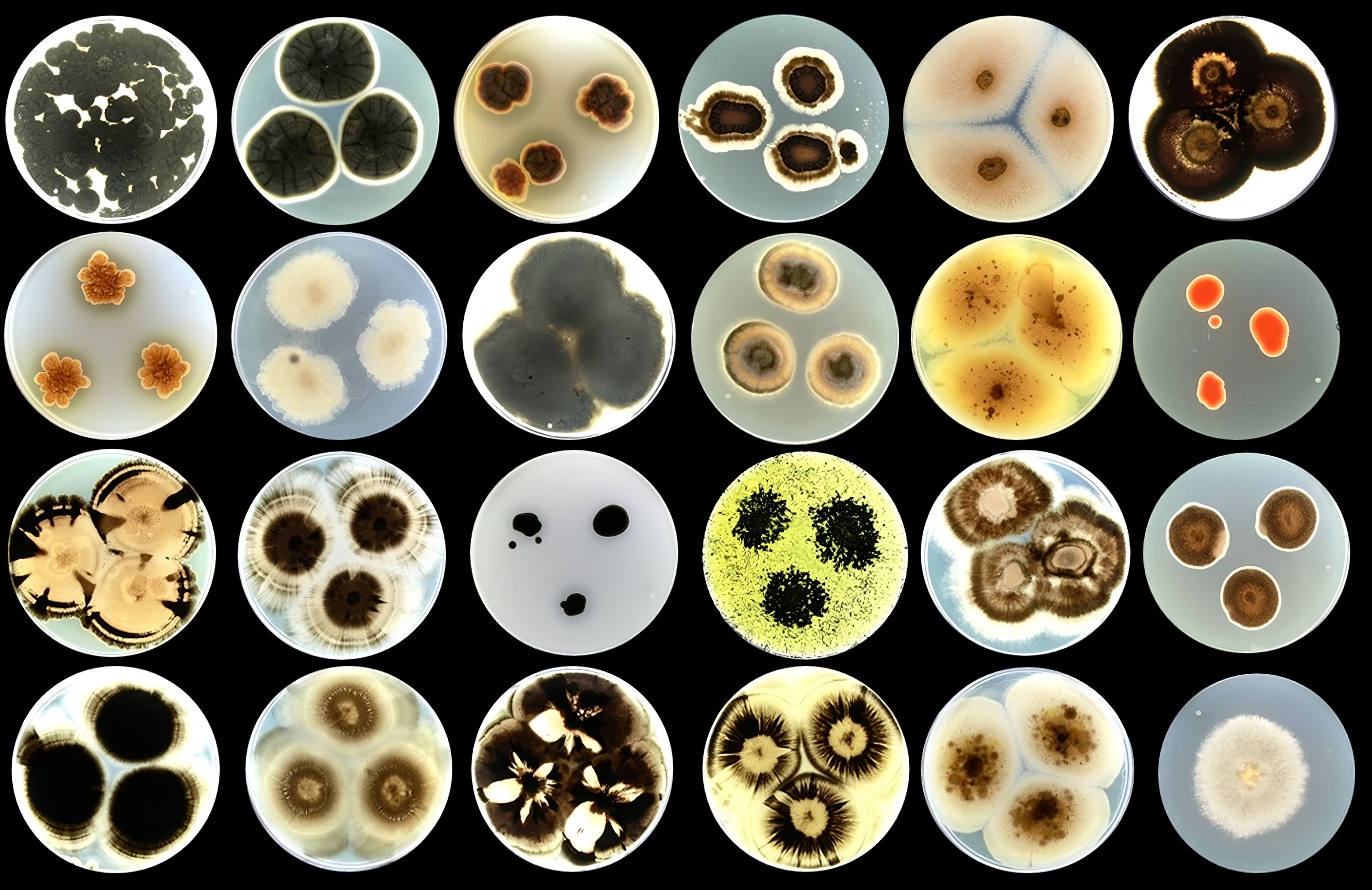 Auf unseren Häusern: Verschiedene Pilzarten, isoliert von Gebäudefassaden in der slowenischen Küstenstadt Izola.