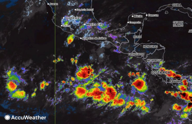 Derzeitige Sturmsysteme rund um Mittelamerika (aufgenommen am Sonntag, 25. Mai 2025).