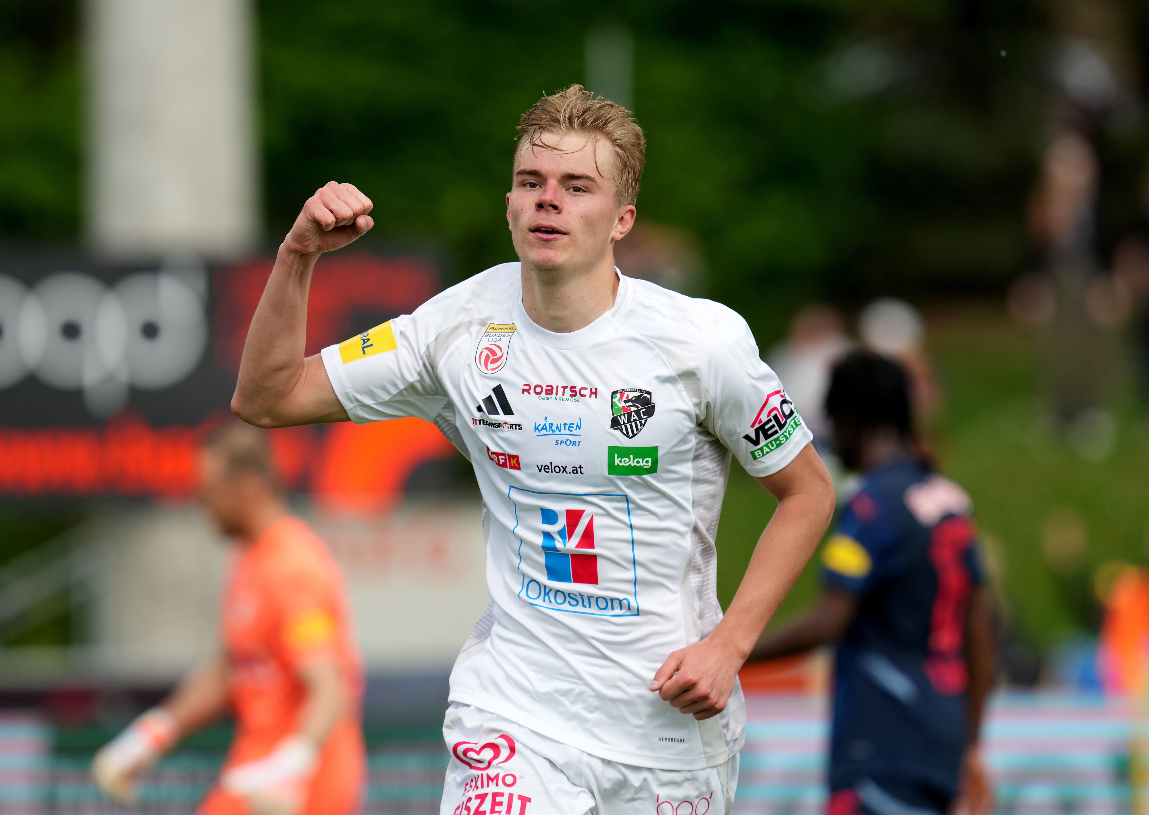 Erik Kojzek jubelt im WAC-Trikot – bald folgt das ÖFB-Shirt.