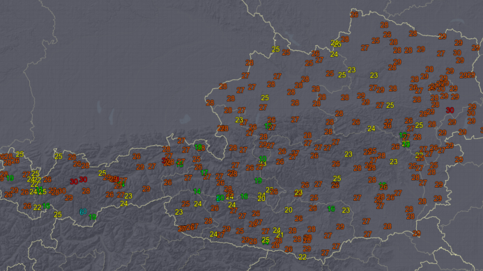Prognose der Höchstwerte am Samstag, 31.05.2025.