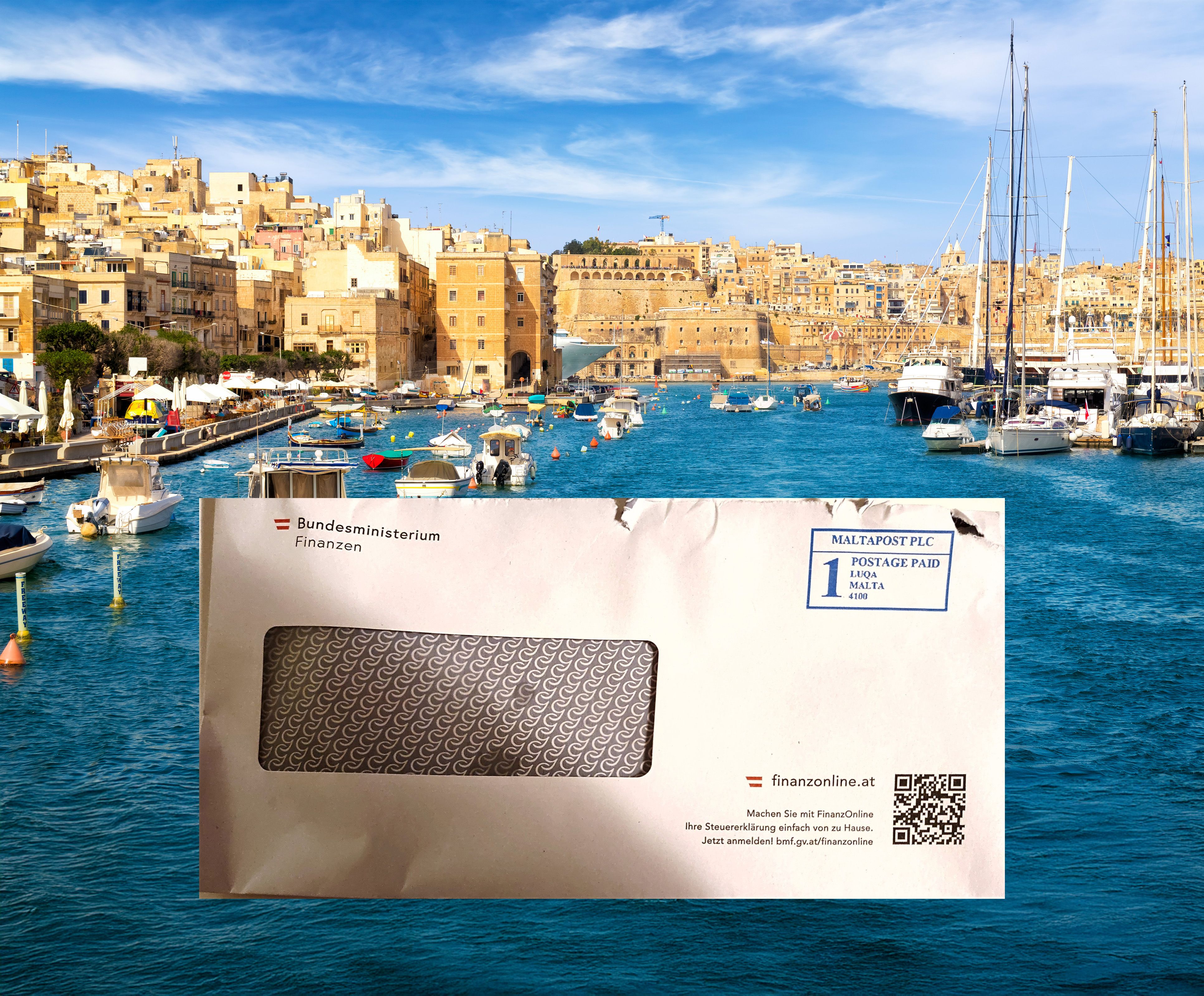 Steuerpost mit Urlaubsflair: Dieser amtliche Brief des Finanzministeriums kam nicht aus Wien, sondern über Malta – inklusive Friststress.