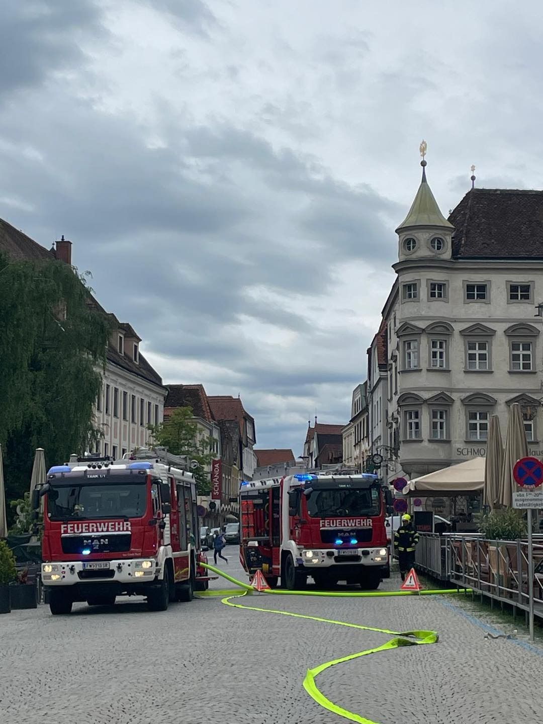 Der Feuerwehreinsatz am Mittwoch in der Steyrer Innenstadt.