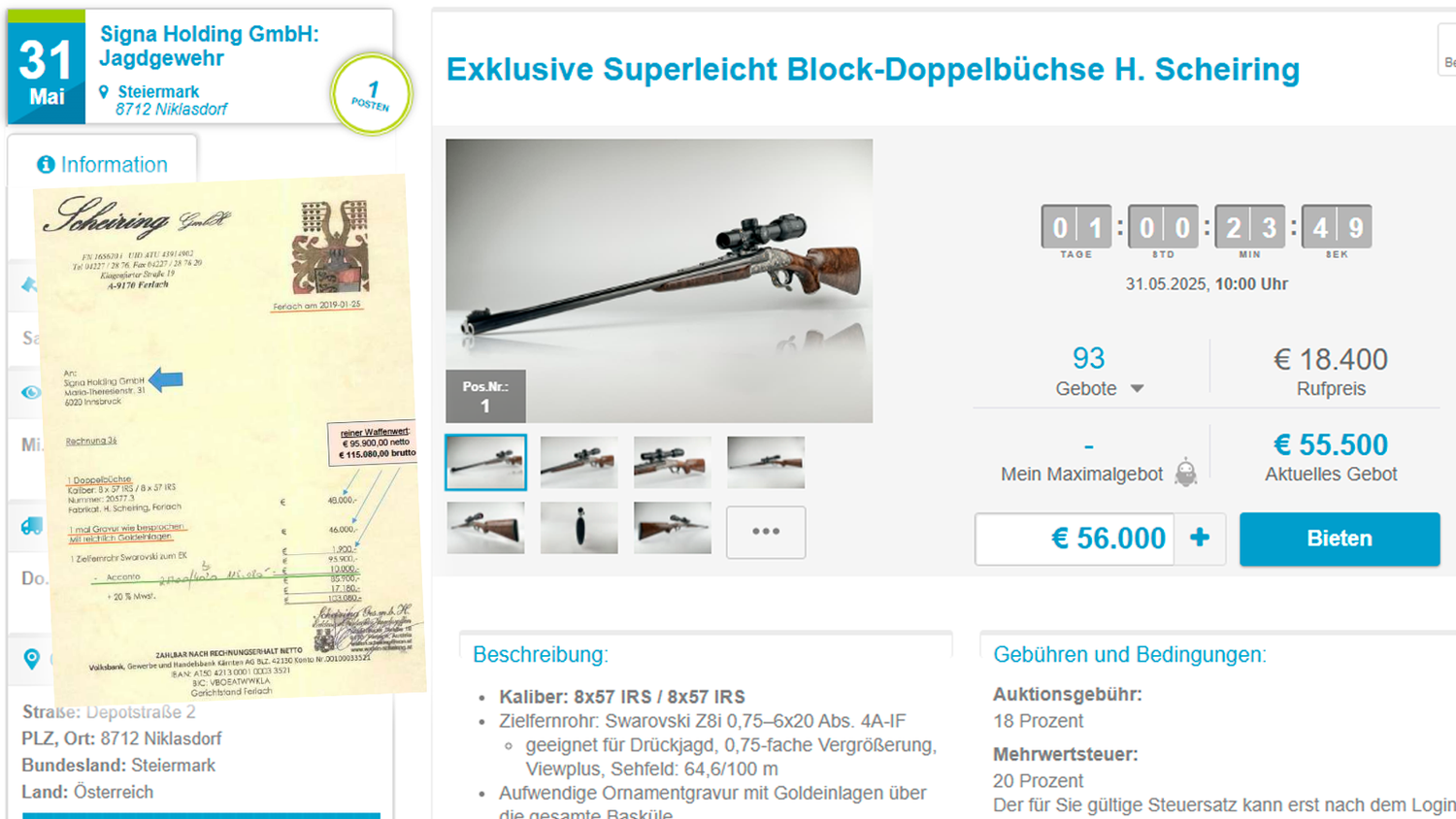 Noch bis Samstag kann um René Benkos Waffe mitgeboten werden.