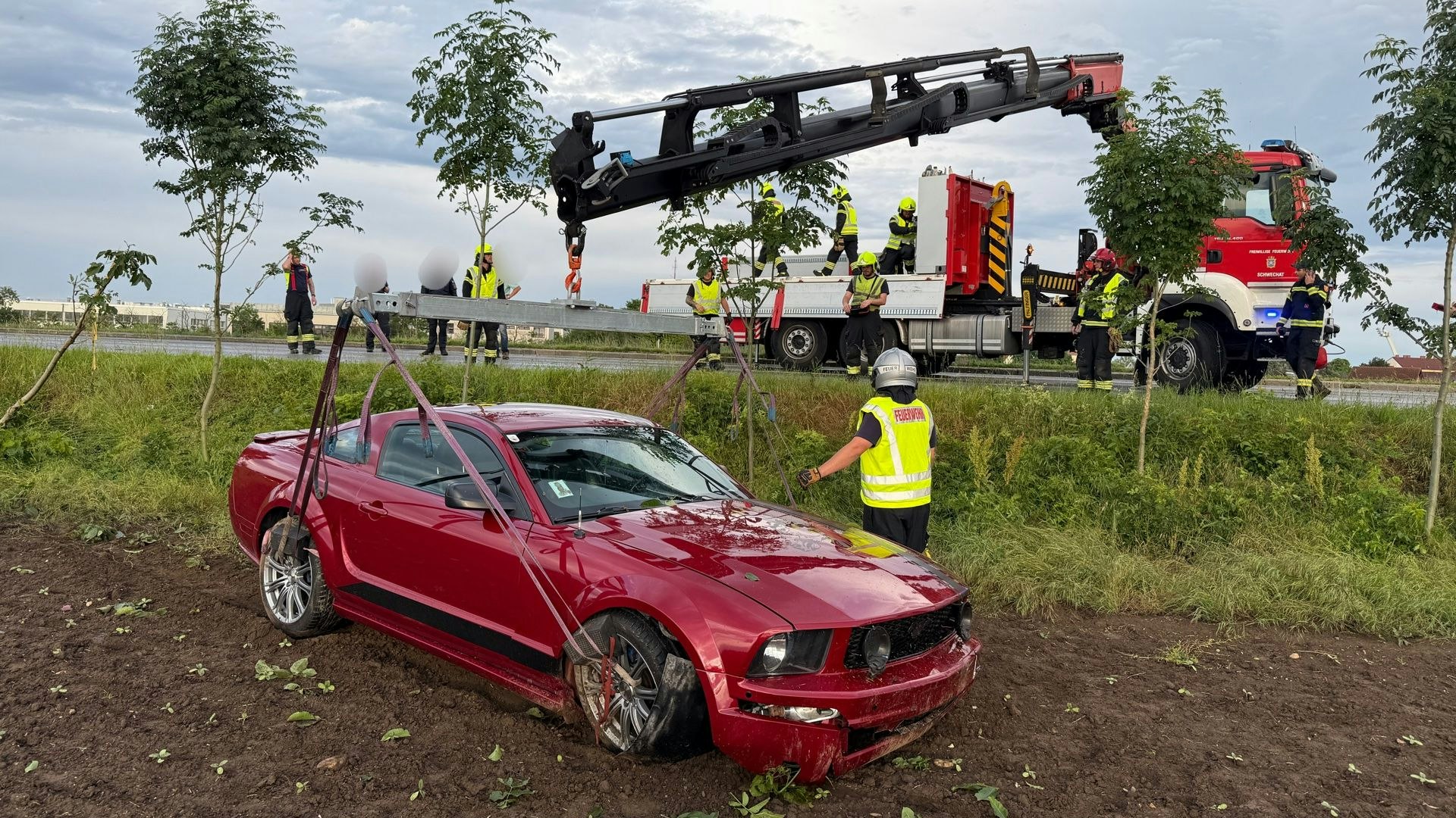 Heute.at - Ford Mustang – Sportwagen kracht bei Unwetter ins Feld