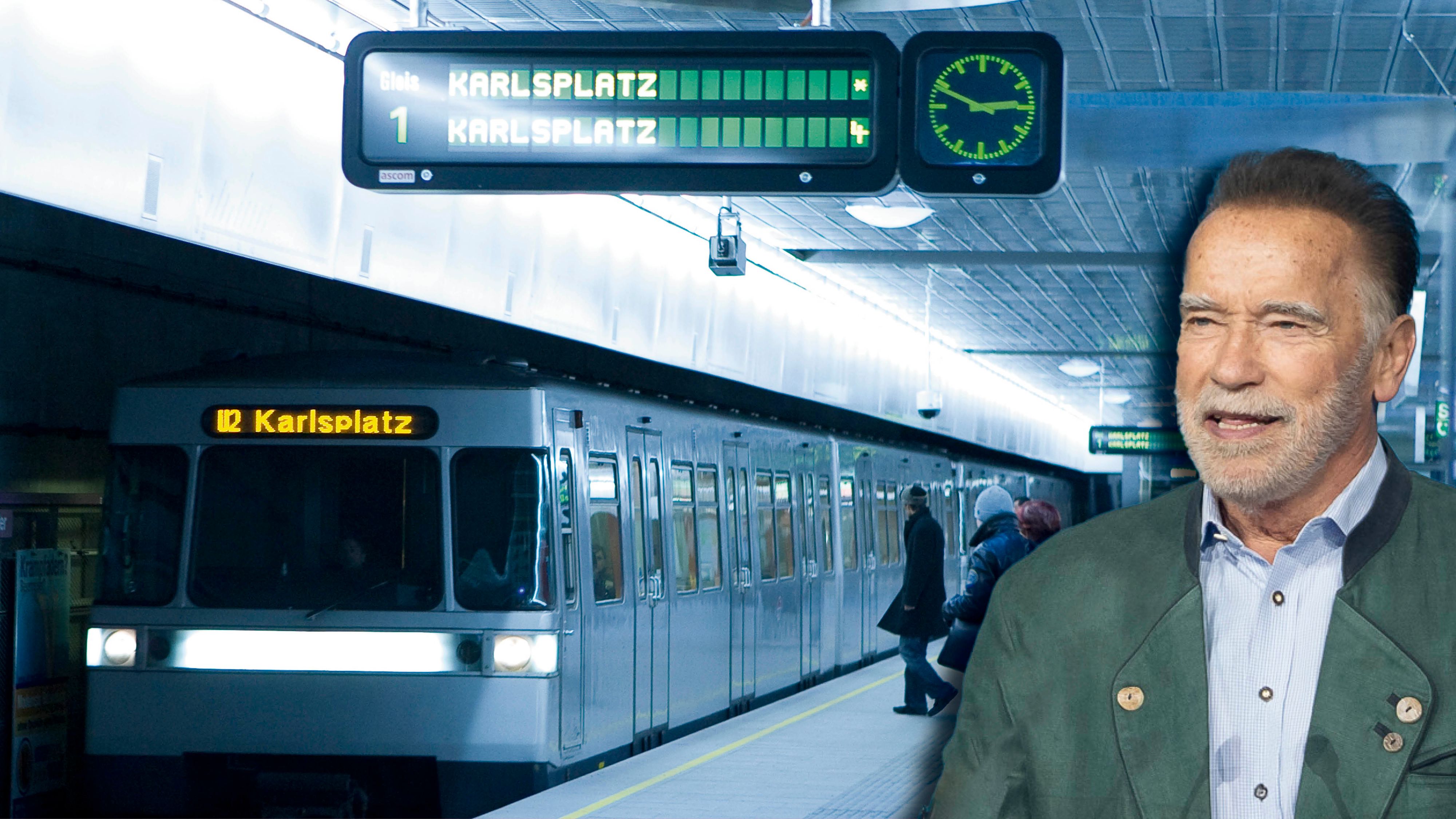Arnold Schwarzenegger bedankt sich mit Öffi-Durchsage.
